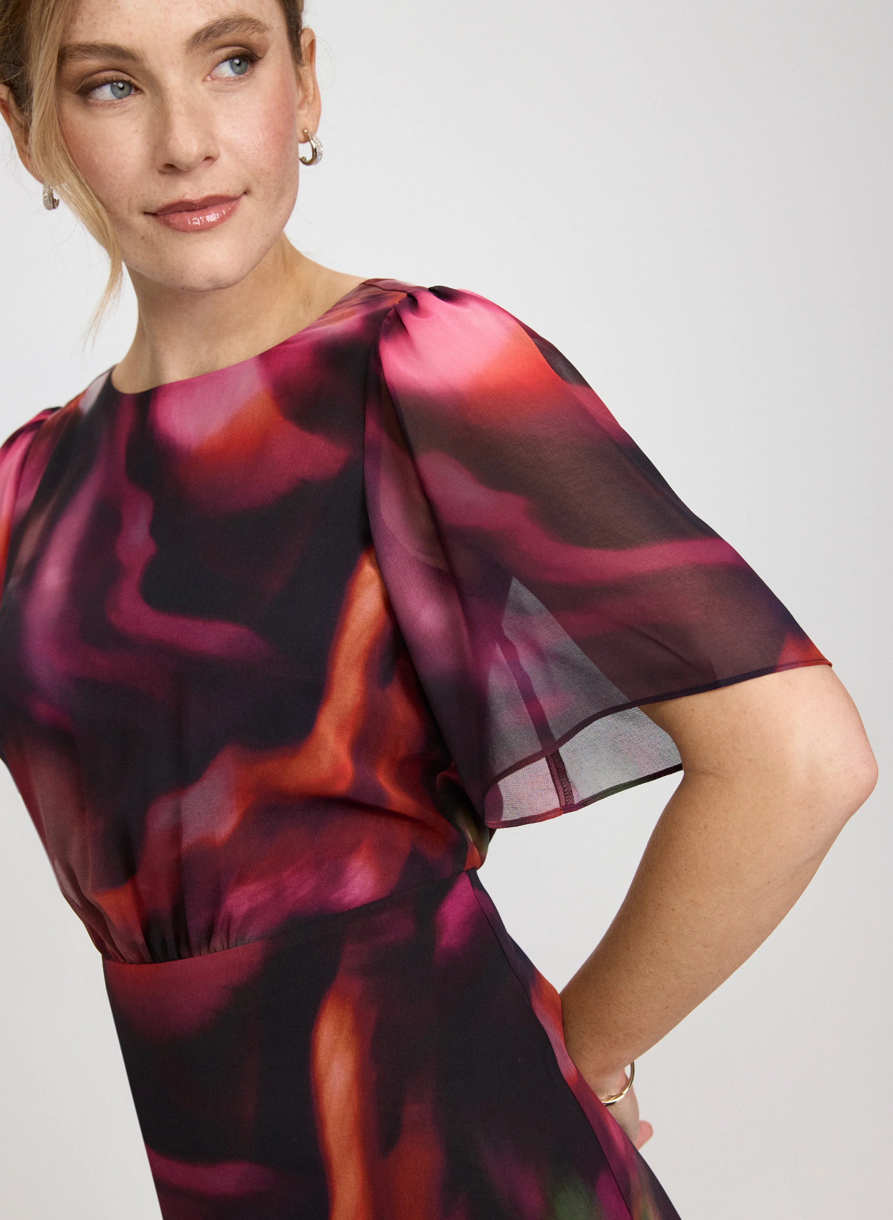 Abstract Chiffon Dress - Image 5