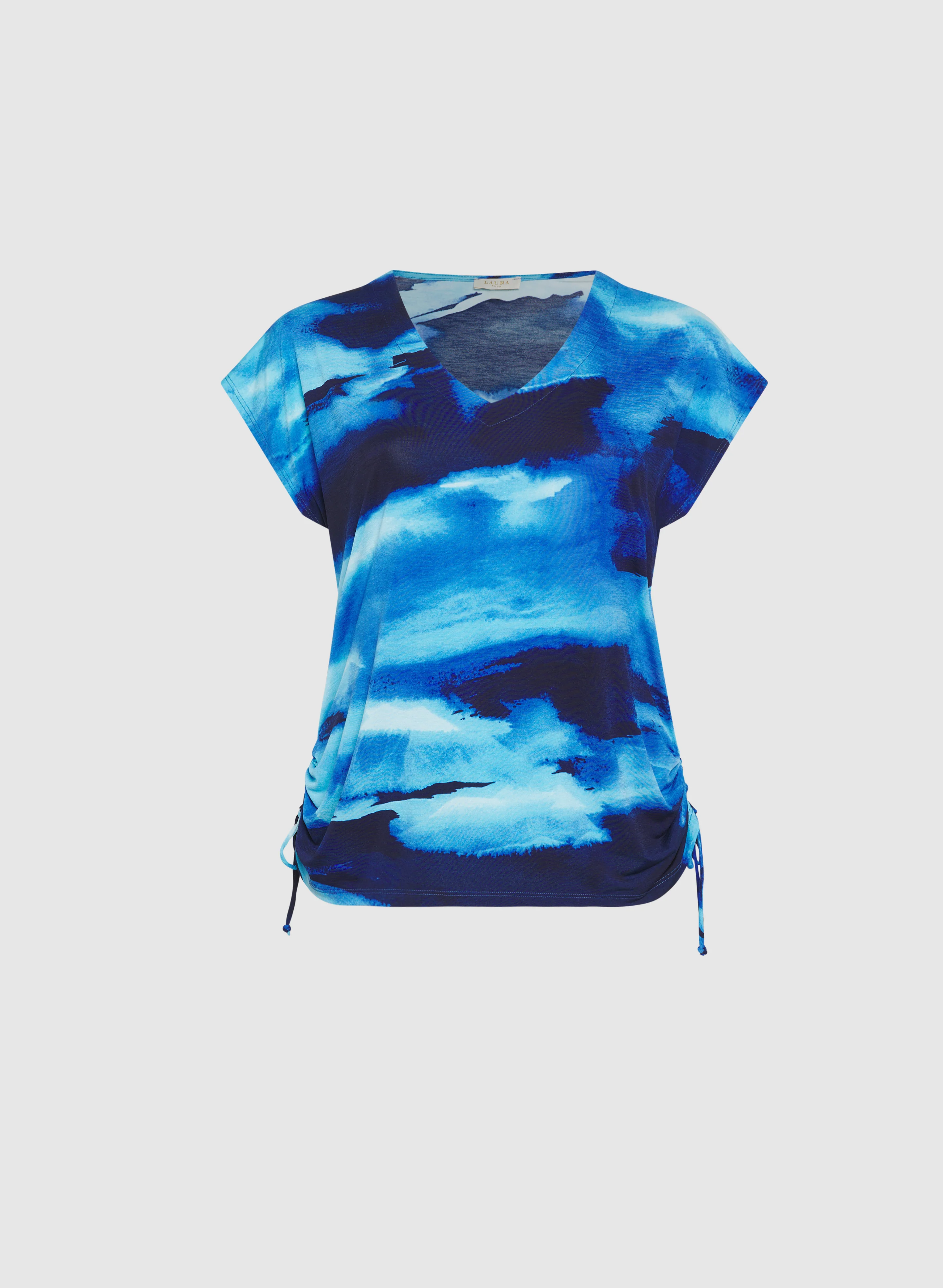 Abstract Drawstring Hem Top - Image 6