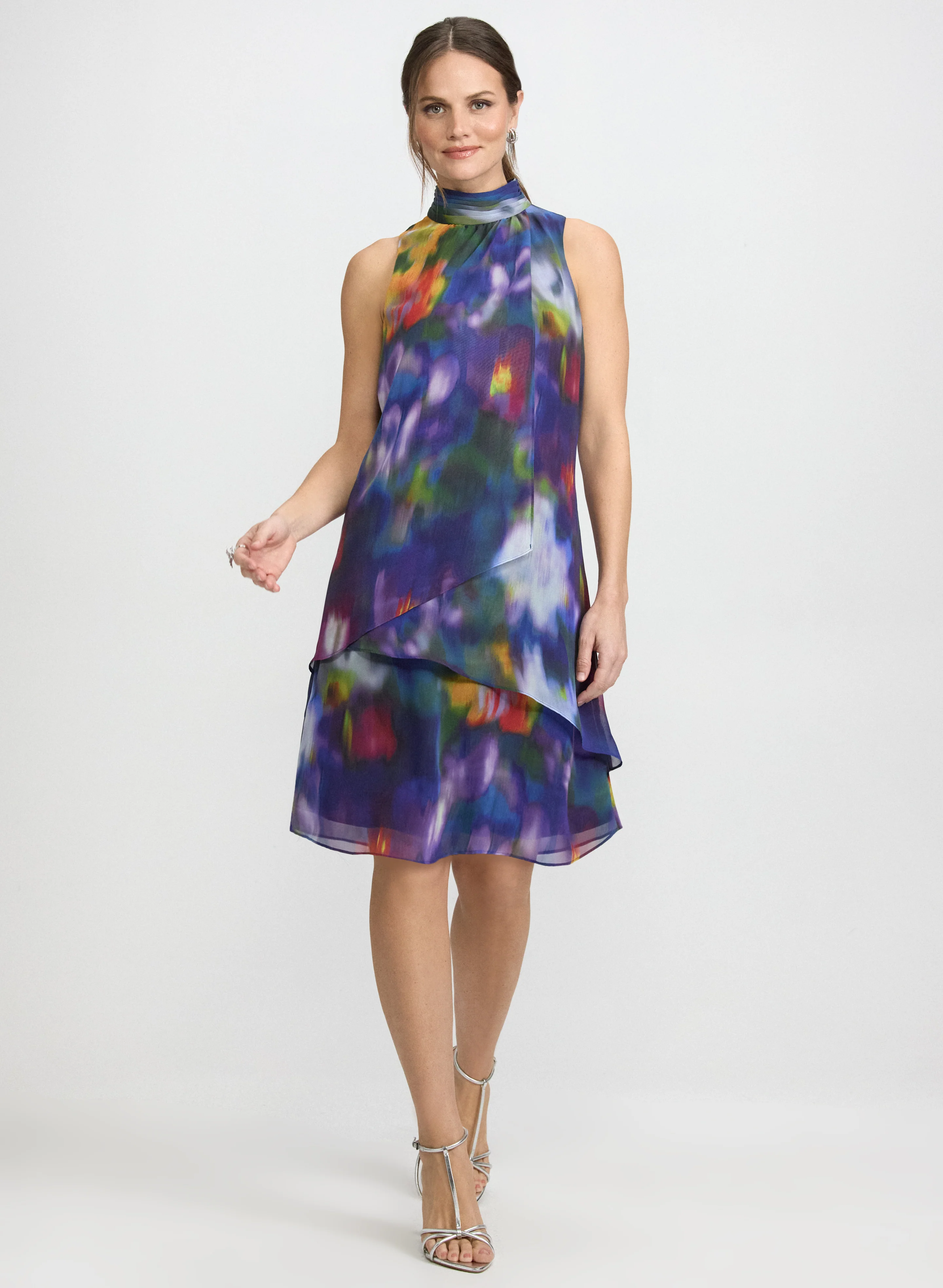 Abstract Halter Neck Dress