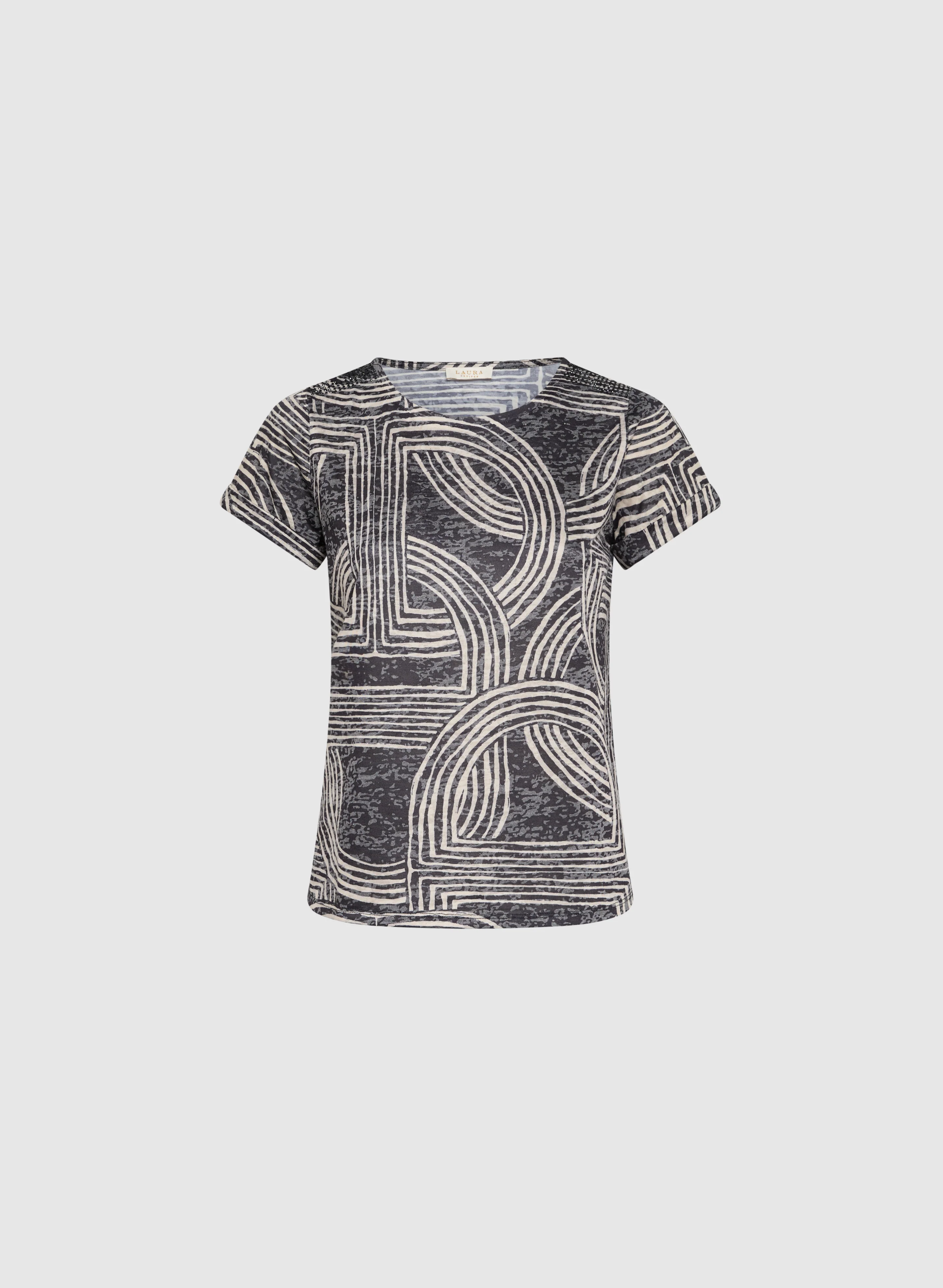 Abstract Striped Print T-Shirt - Image 6