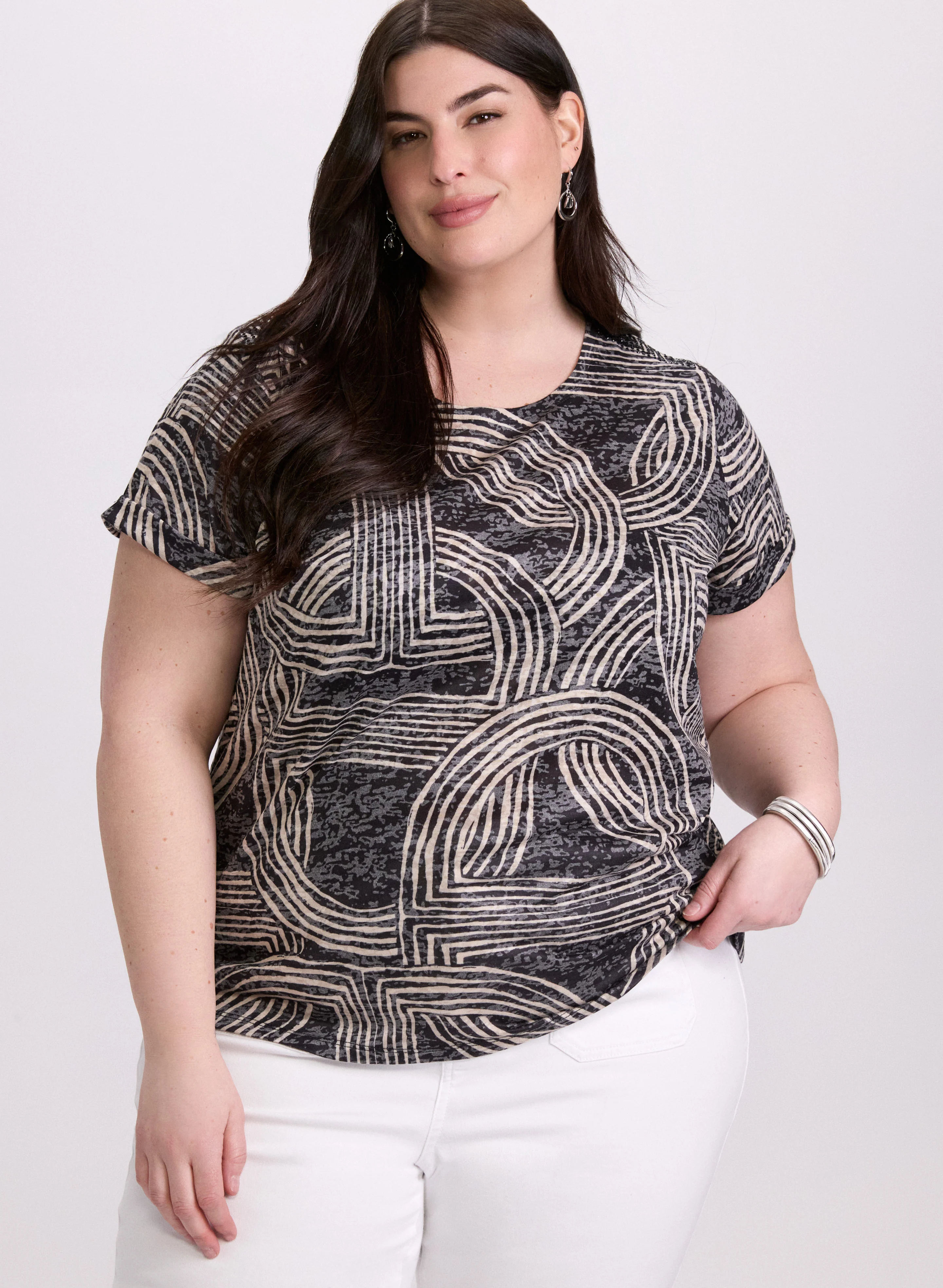 Abstract Striped Print T-Shirt - Image 2