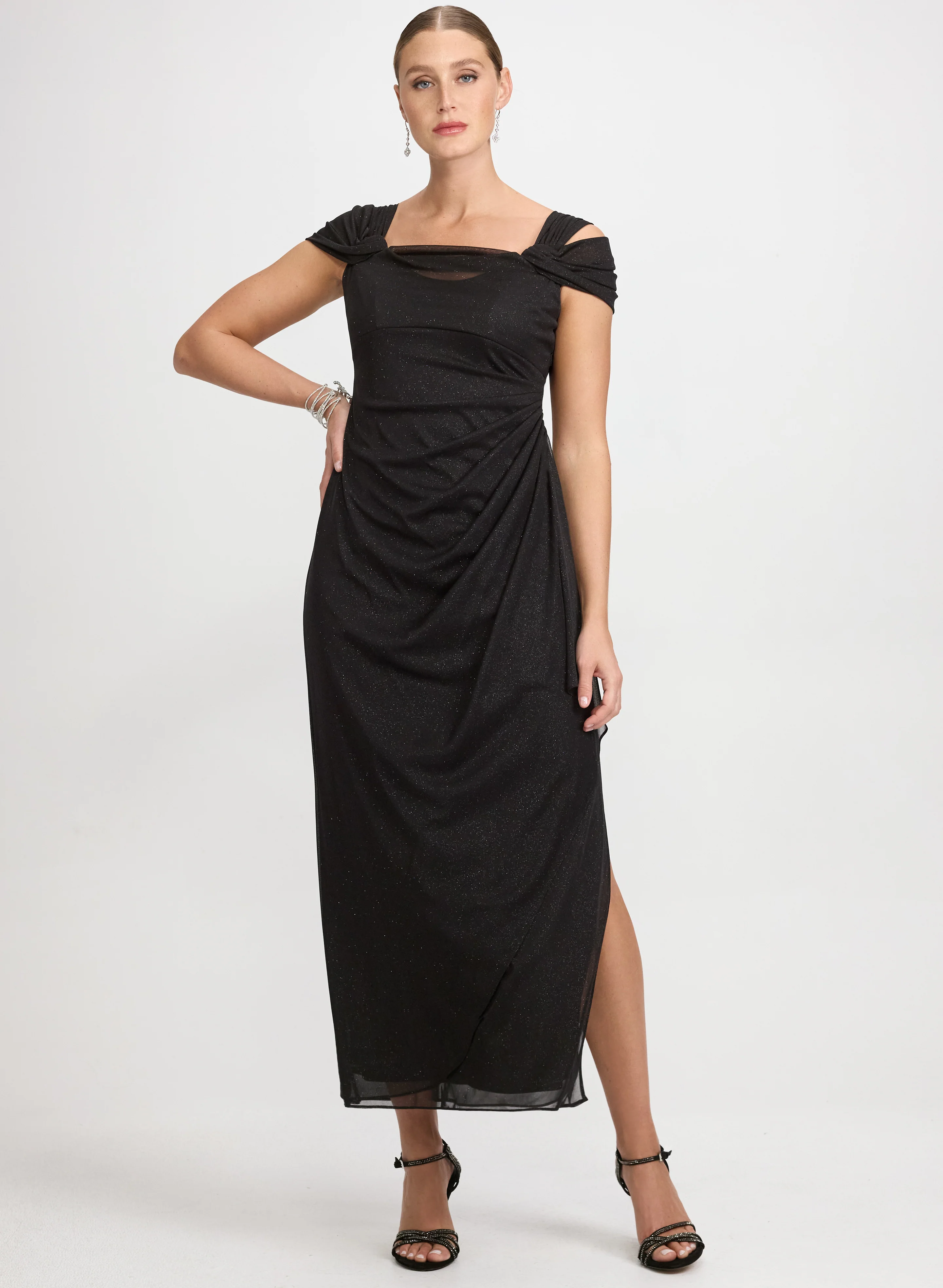 Alex Evenings - Draped Cold-Shoulder Dress