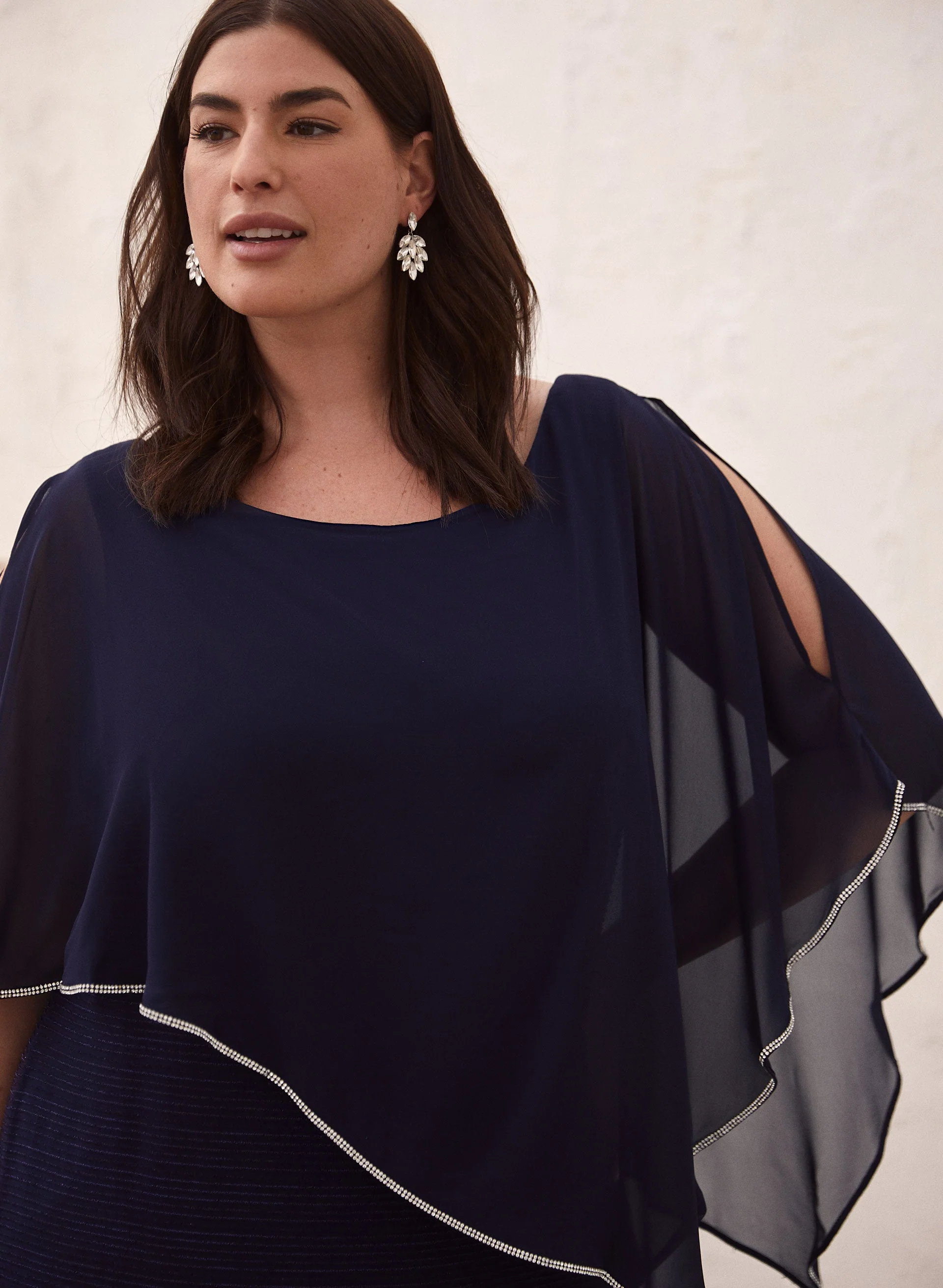 Asymmetric Chiffon Poncho Maxi Dress - Image 2