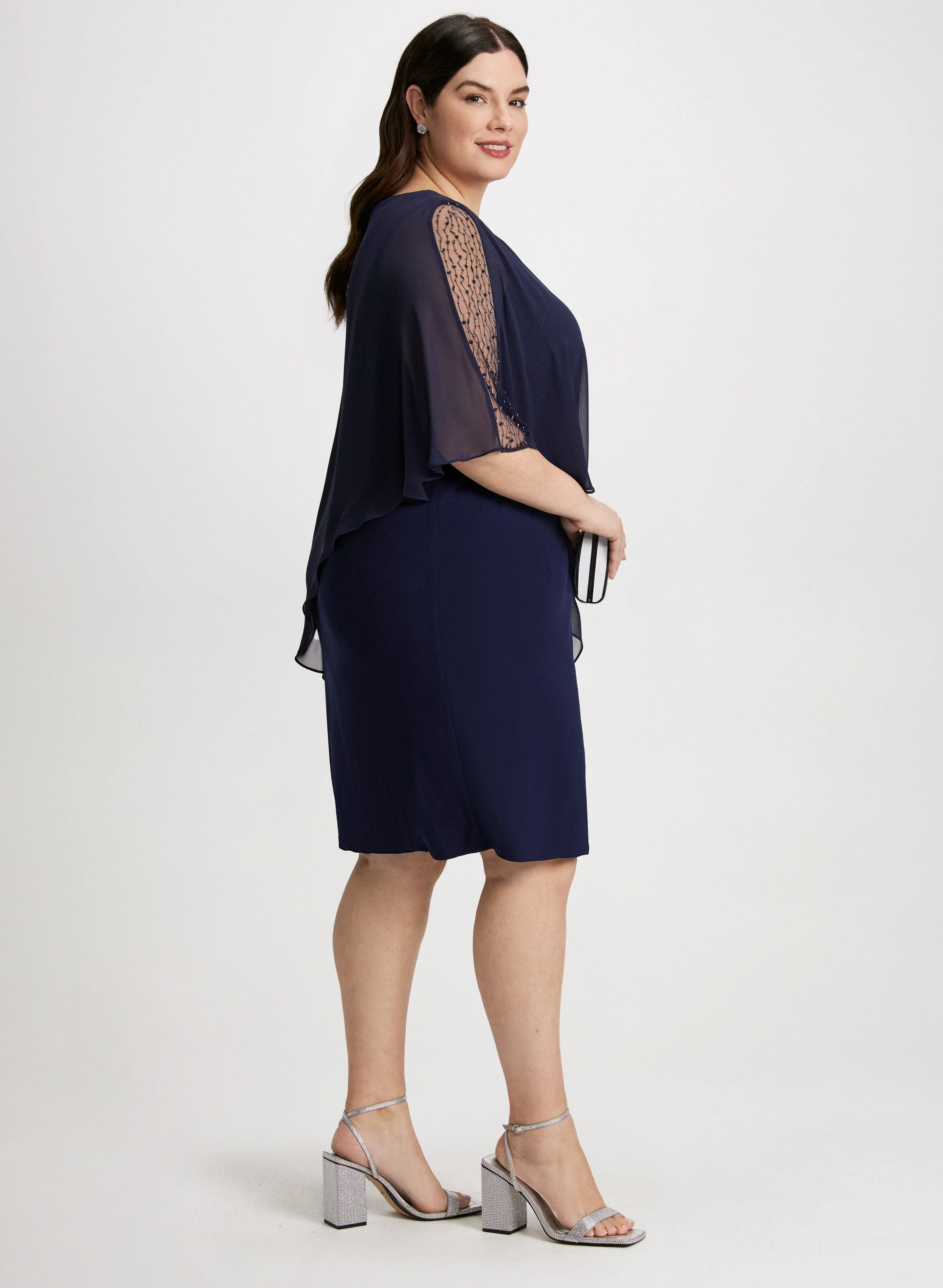 Asymmetric Poncho Evening Dress - Image 2