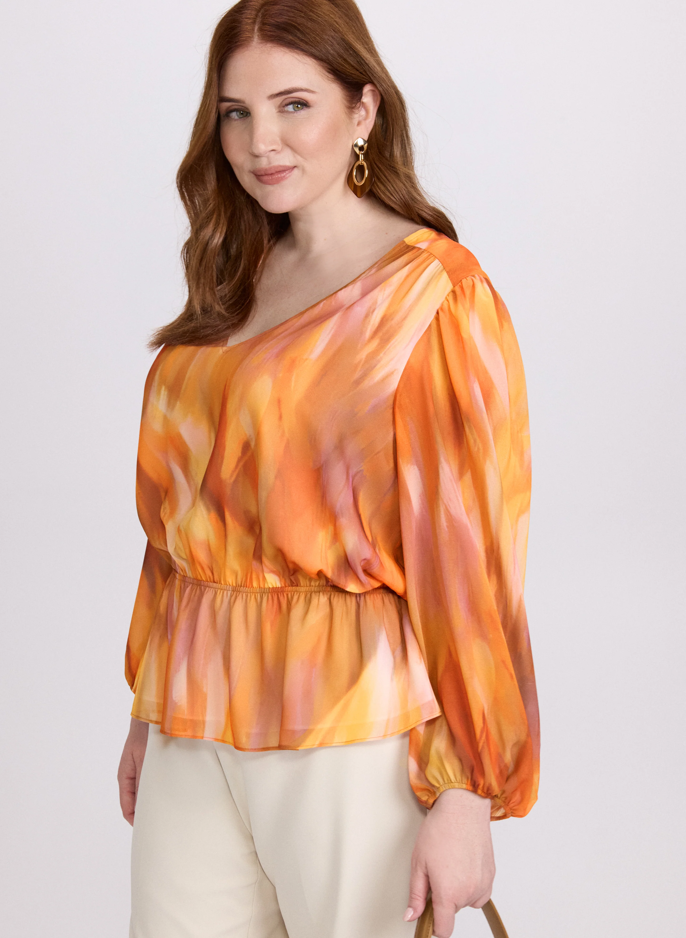 Abstract Peplum Blouse - Image 2