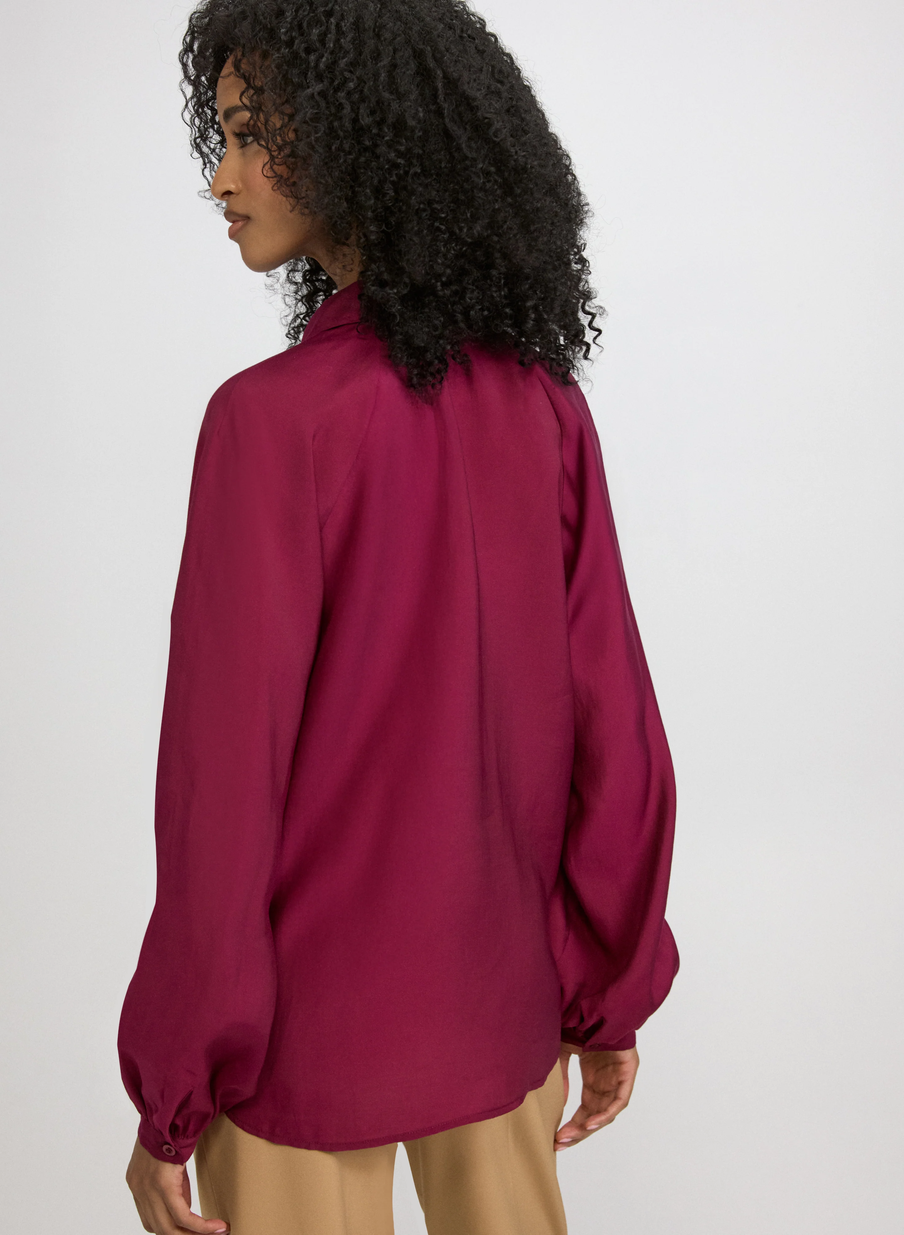 Balloon Sleeve Button-Down Blouse - Image 5