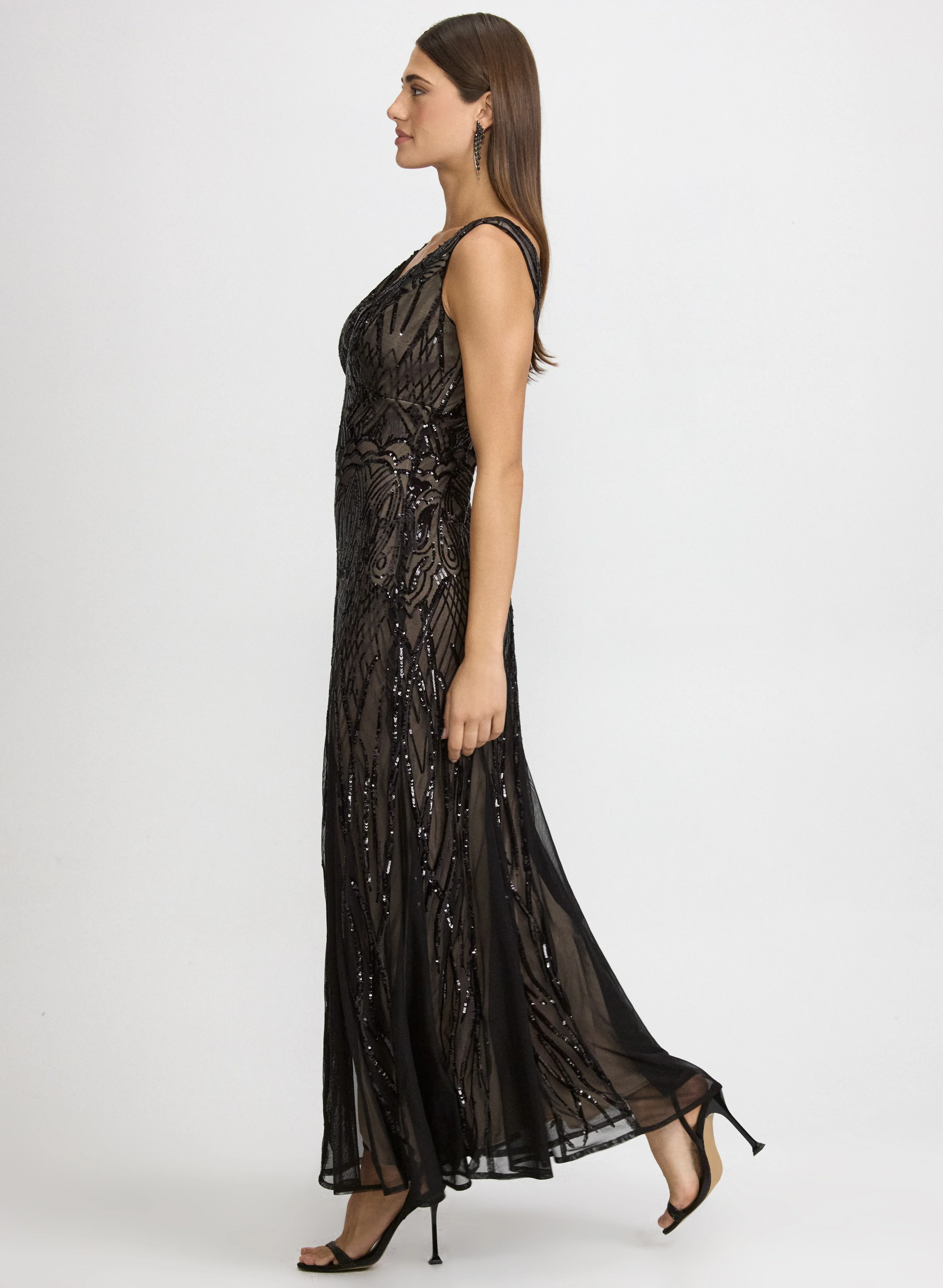 Baroque Sequined Mesh Dress - Image 3