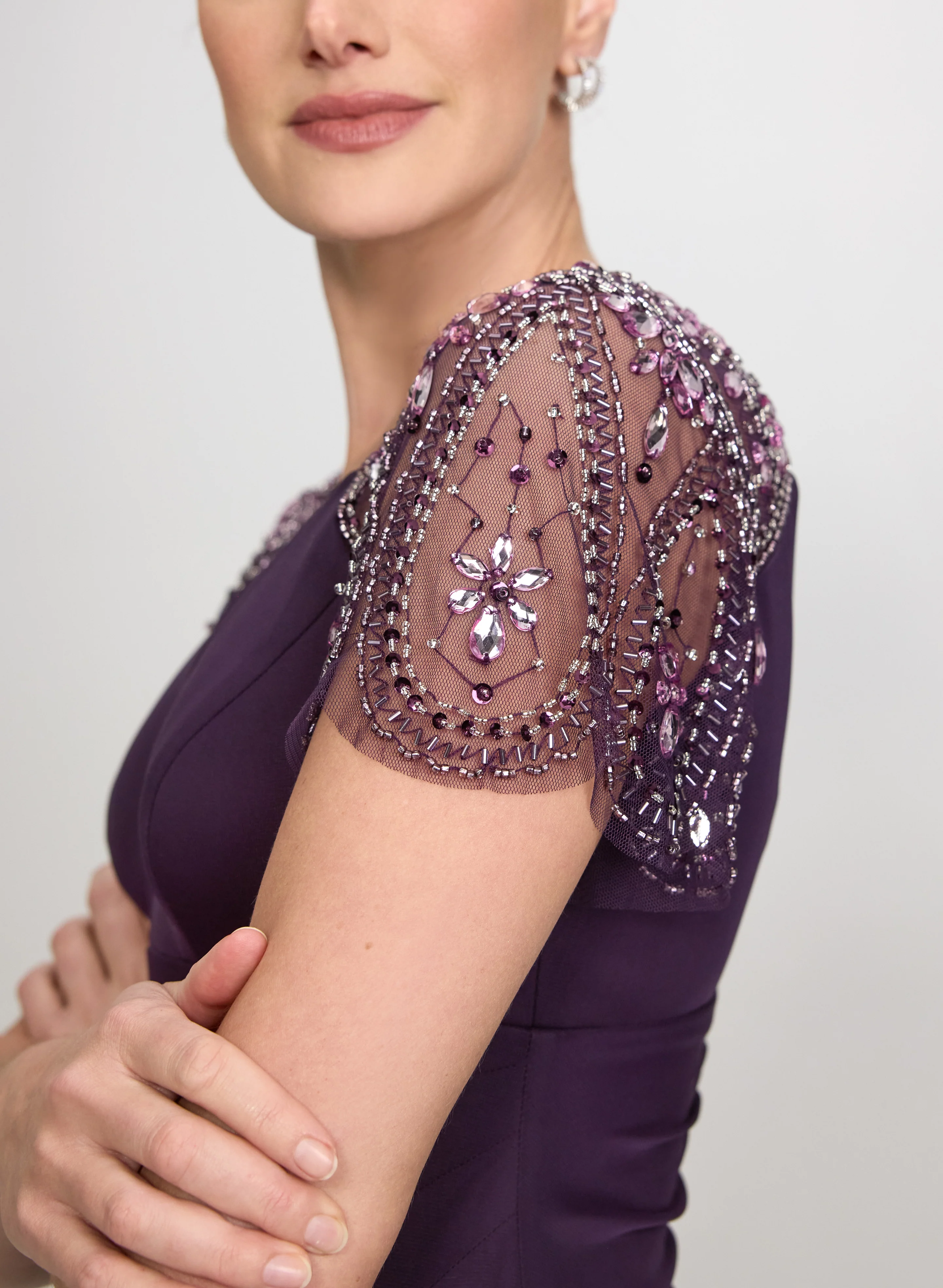 Beaded Flutter Sleeve Dress - Image 3