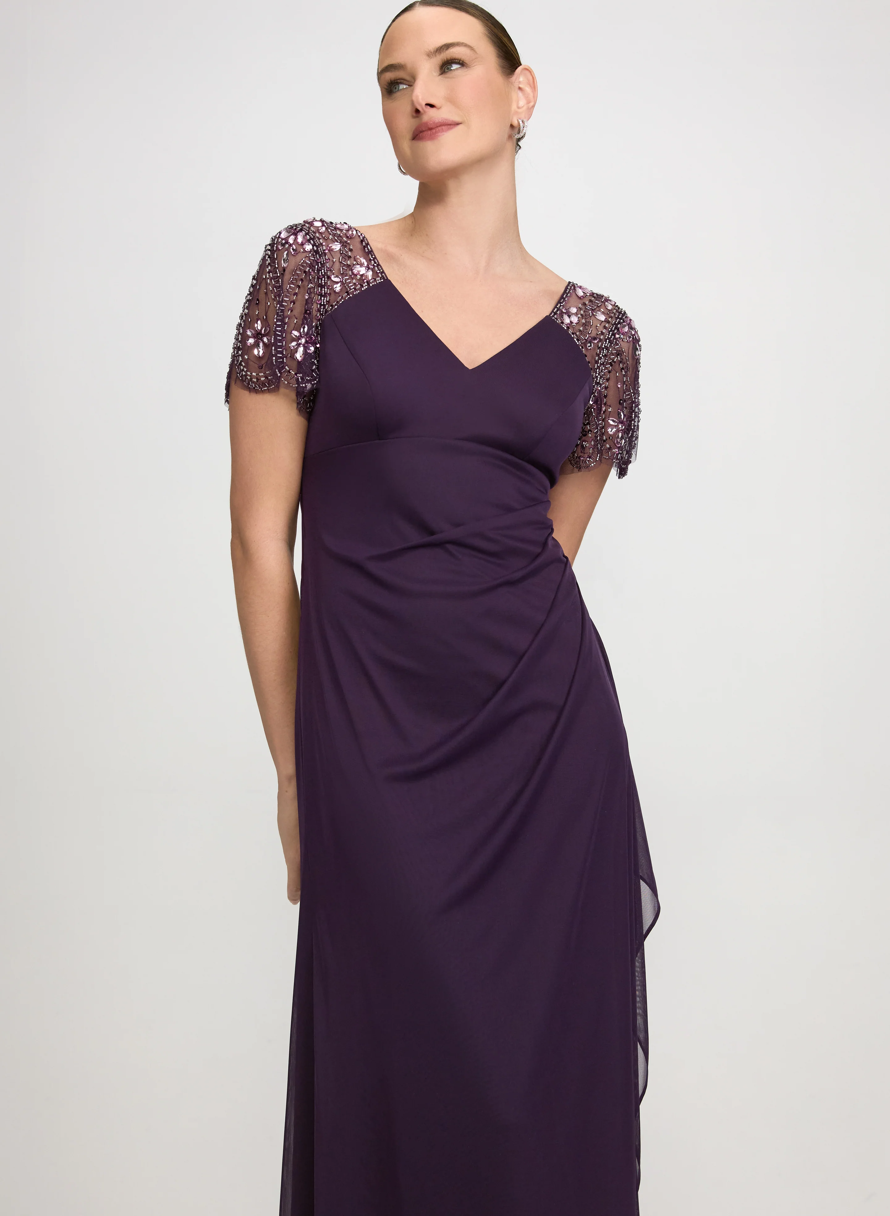 Beaded Flutter Sleeve Dress - Image 7