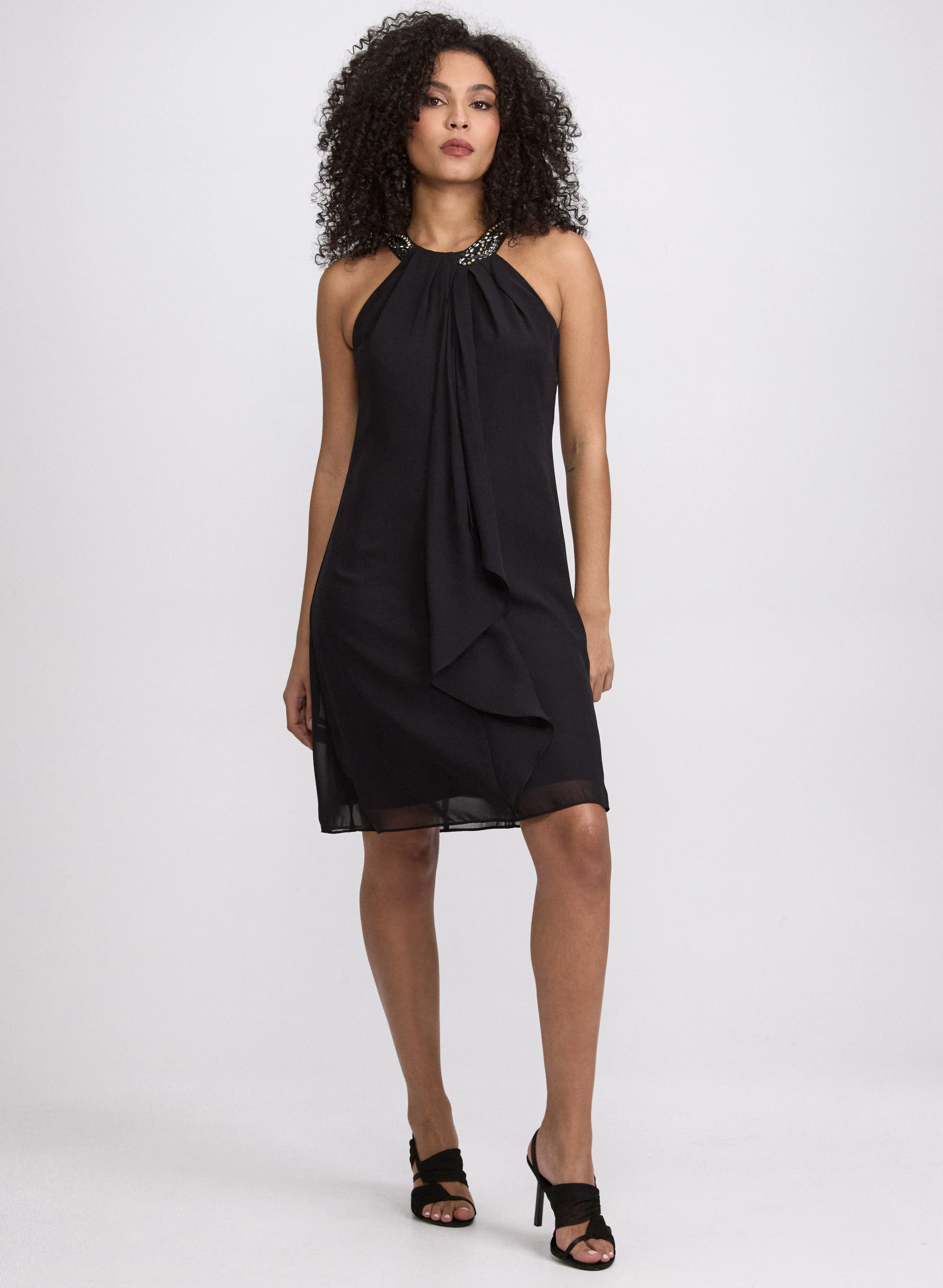 Beaded Halter Neck Dress - Short
