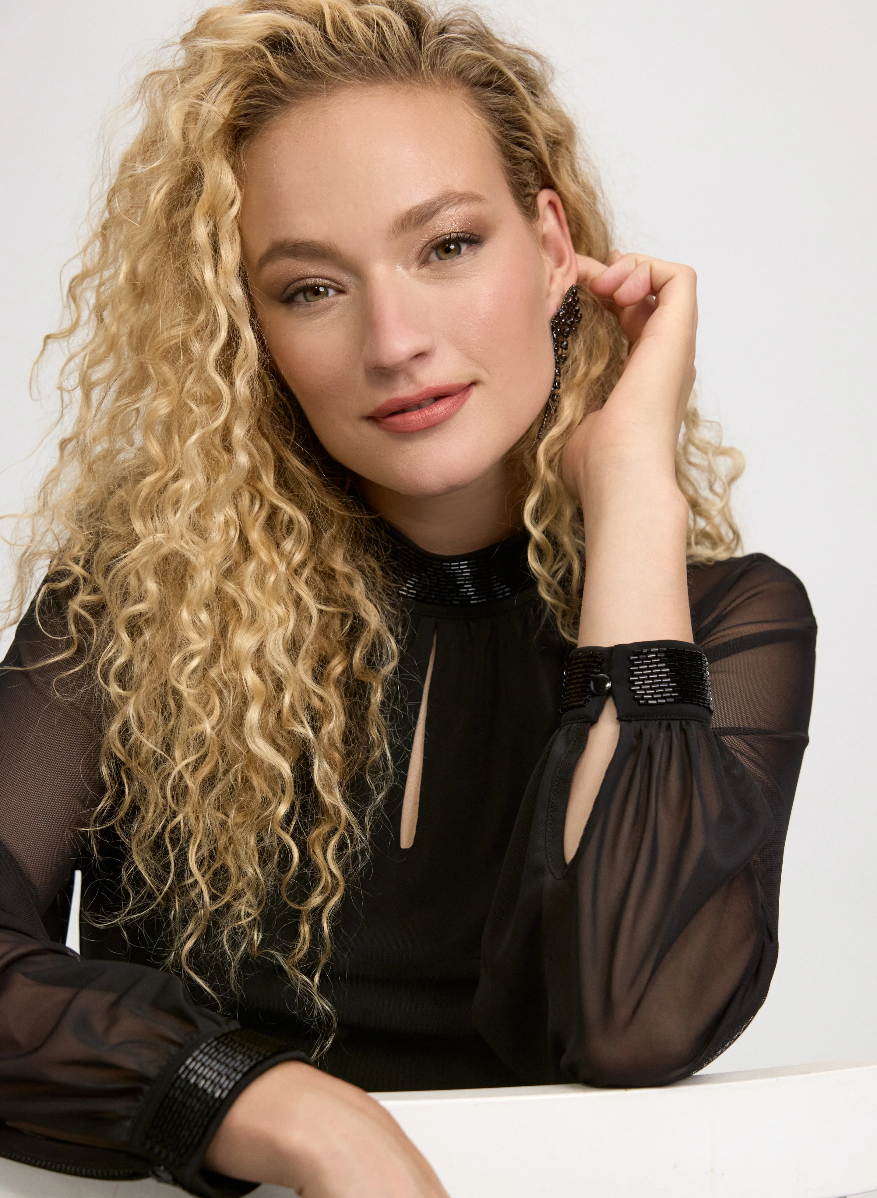 Beaded Mock Neck Top - Image 2