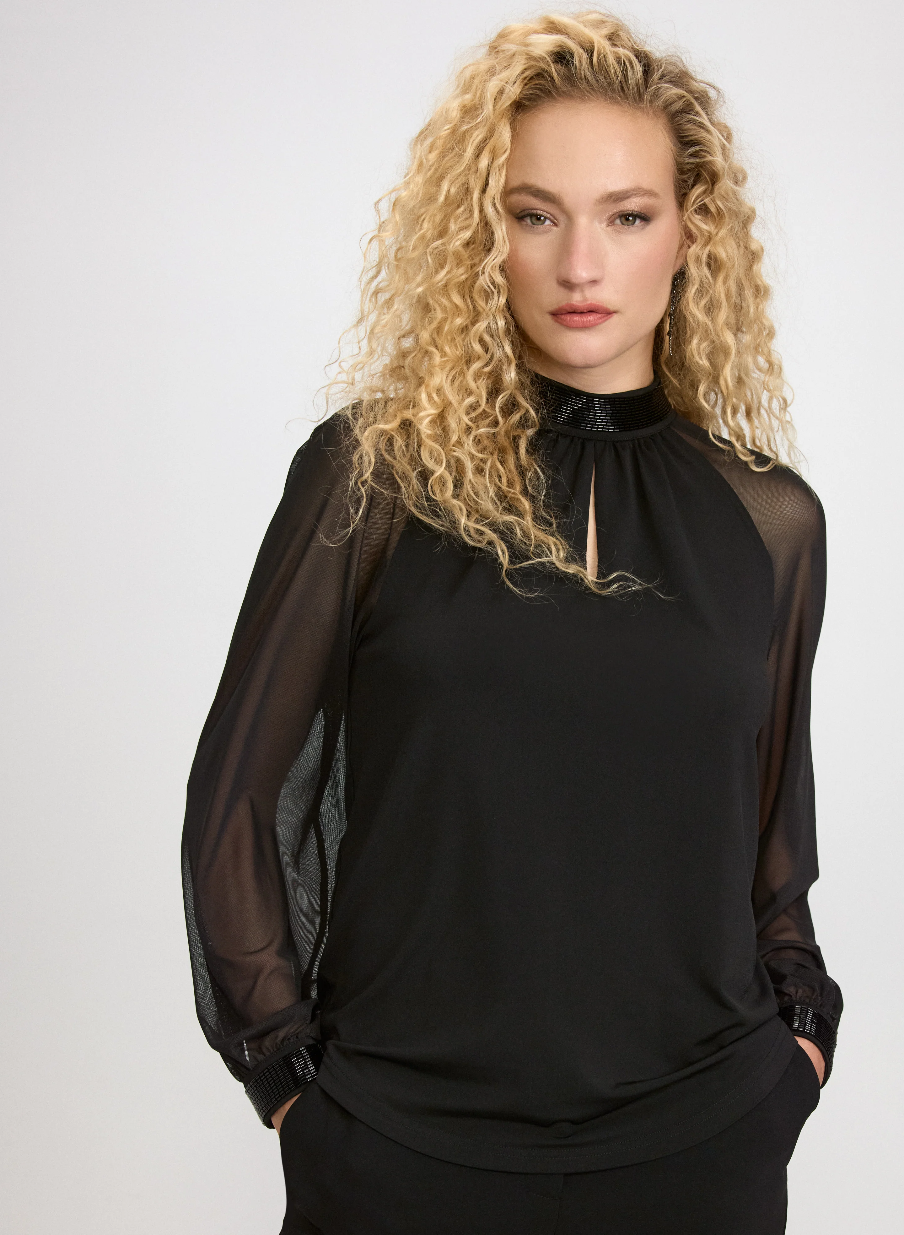 Beaded Mock Neck Top - Image 6