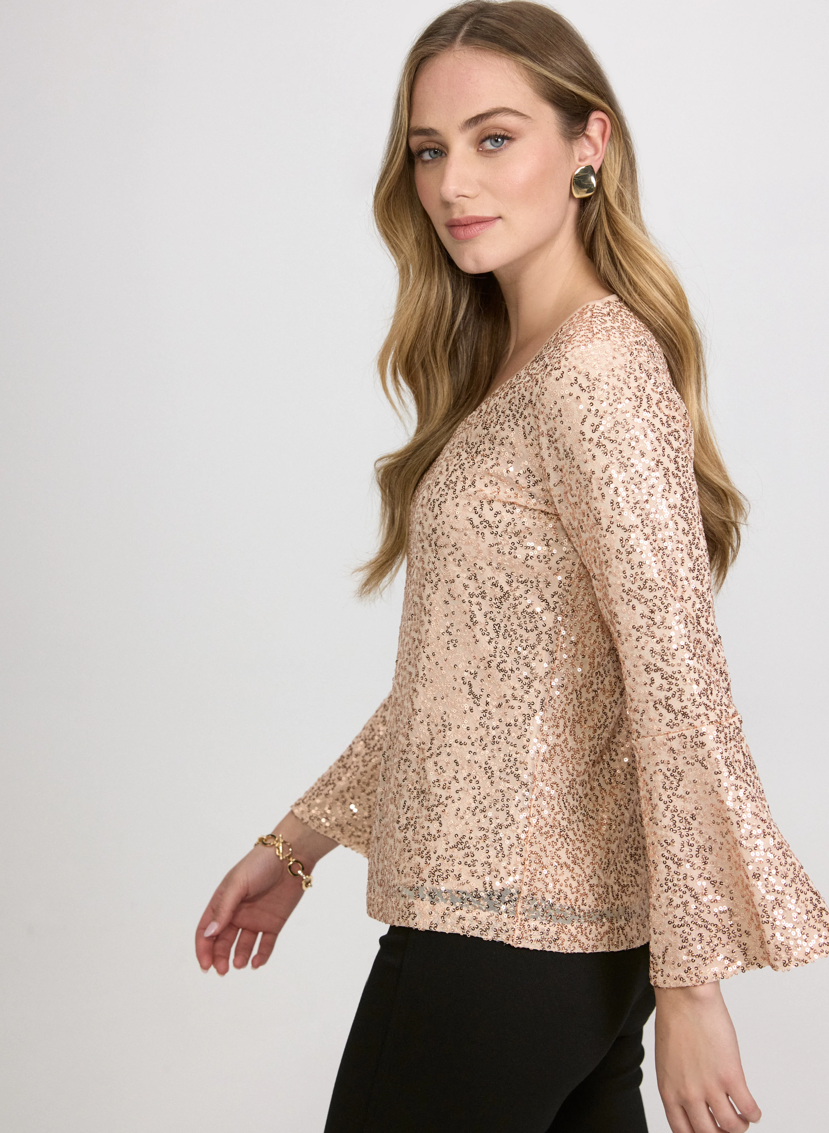 Bell Sleeve Sequin Top - Image 2