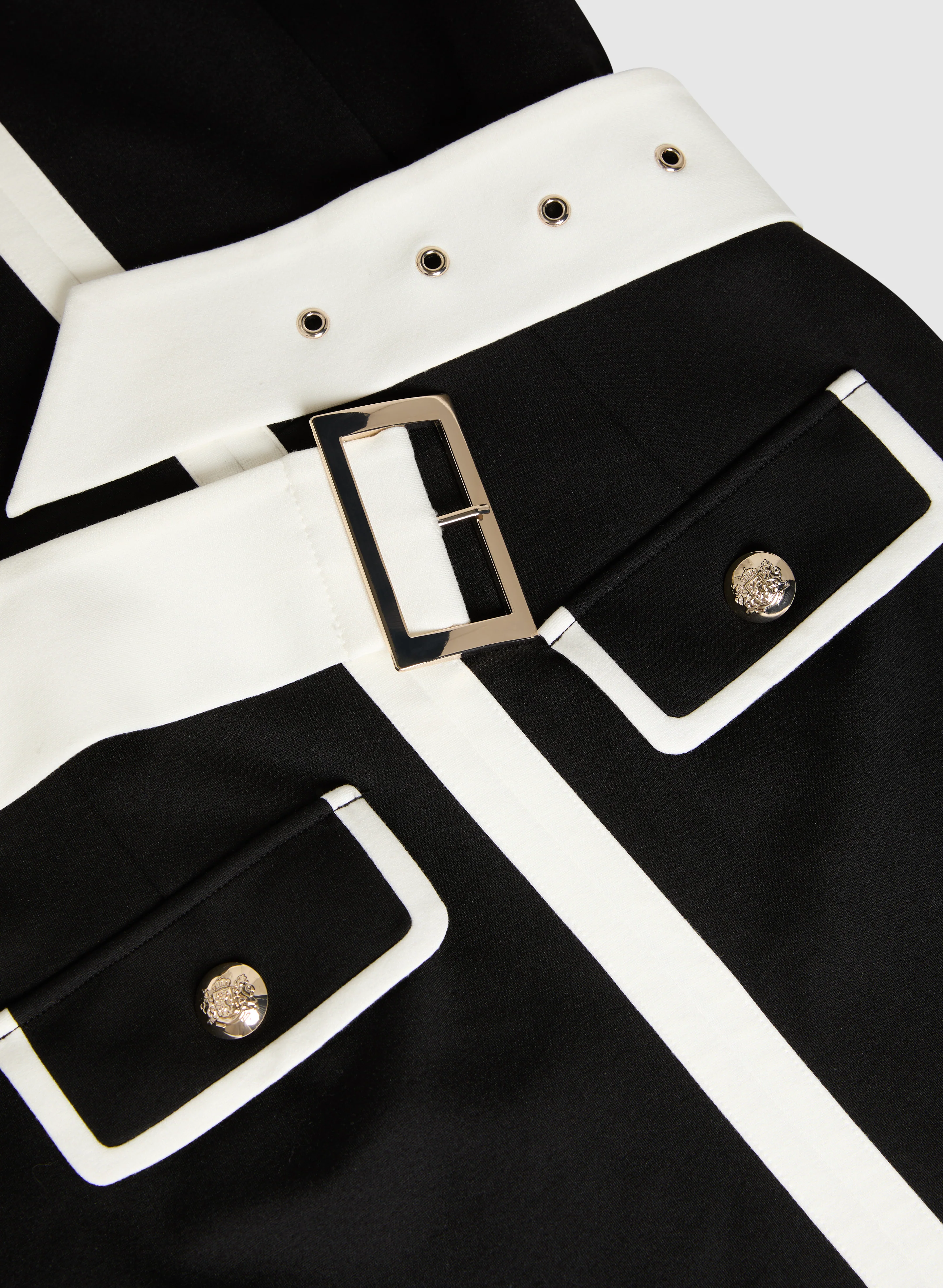 Belted Contrast Trim Dress - Image 7