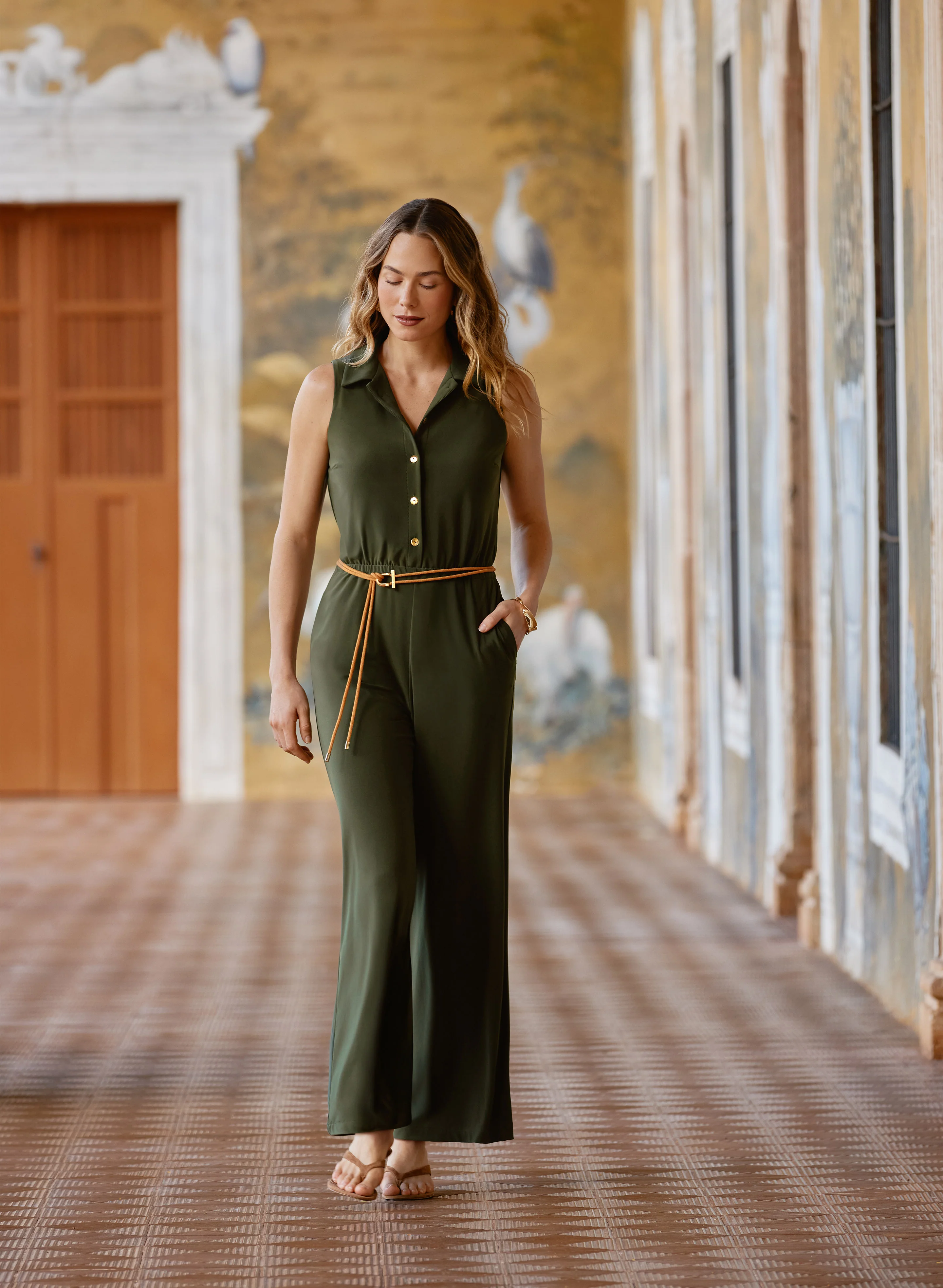 Belted Jersey Jumpsuit - Image 3