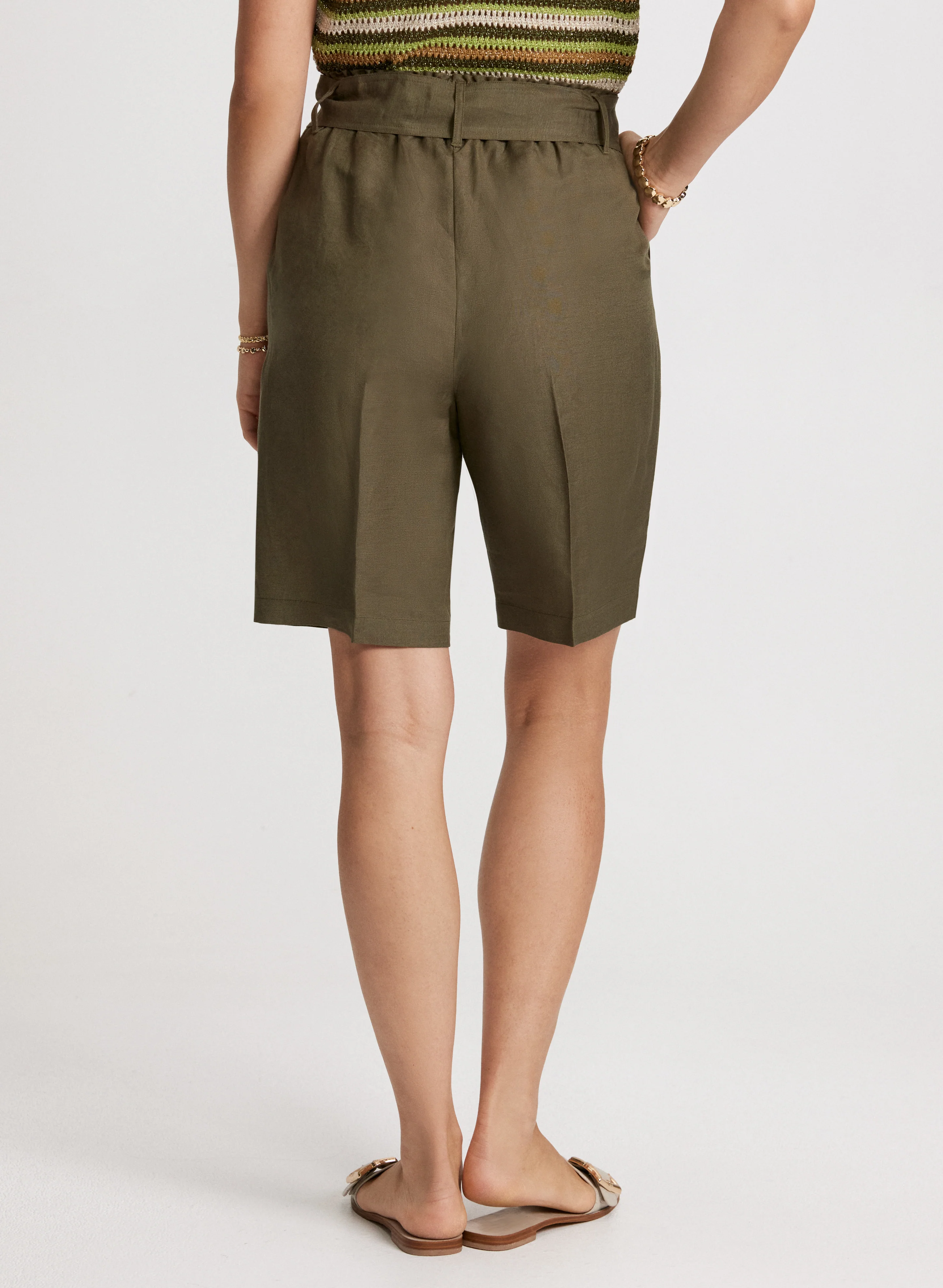Belted Linen-Blend Shorts - Image 2