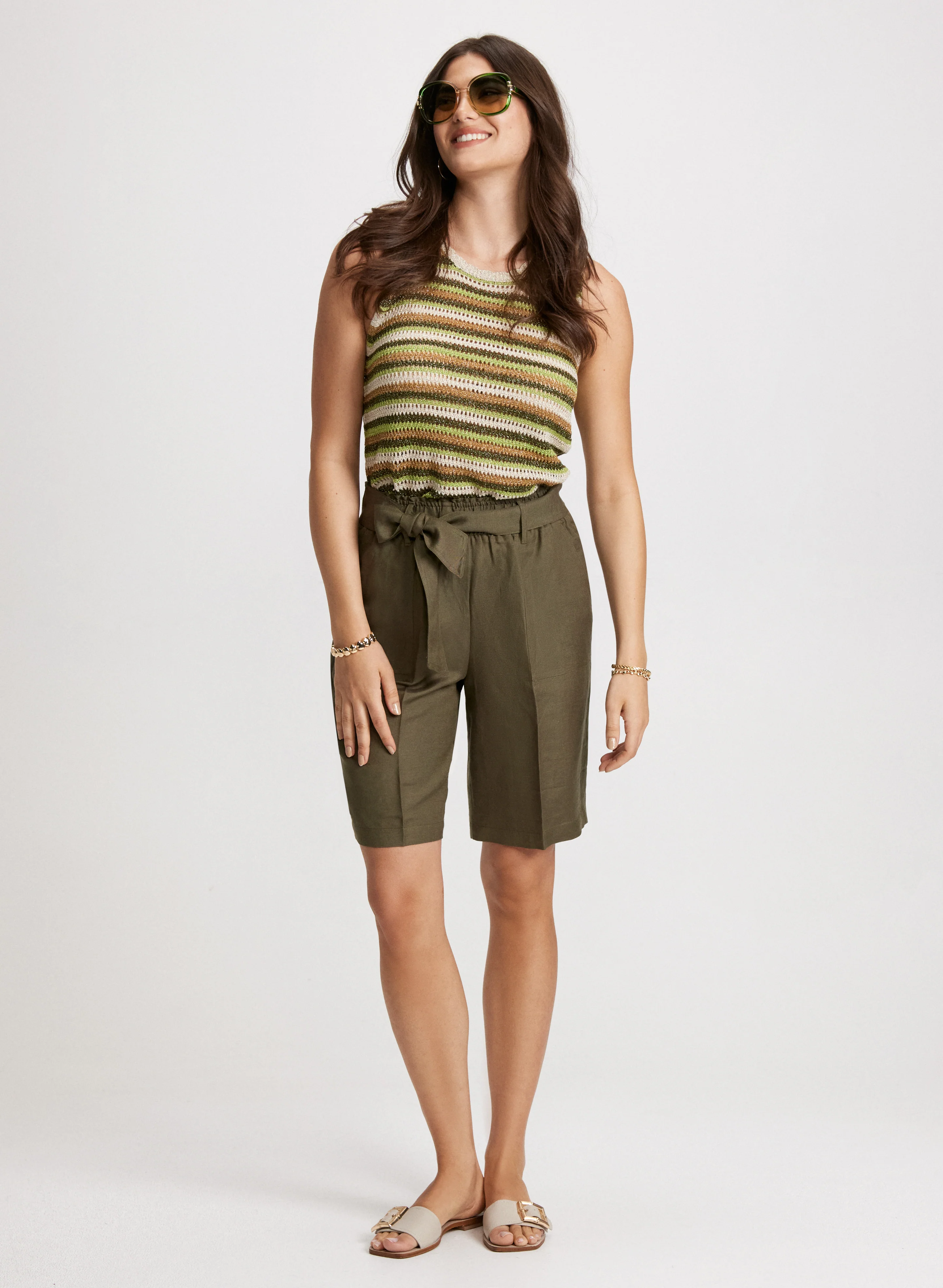 Belted Linen-Blend Shorts - Image 3