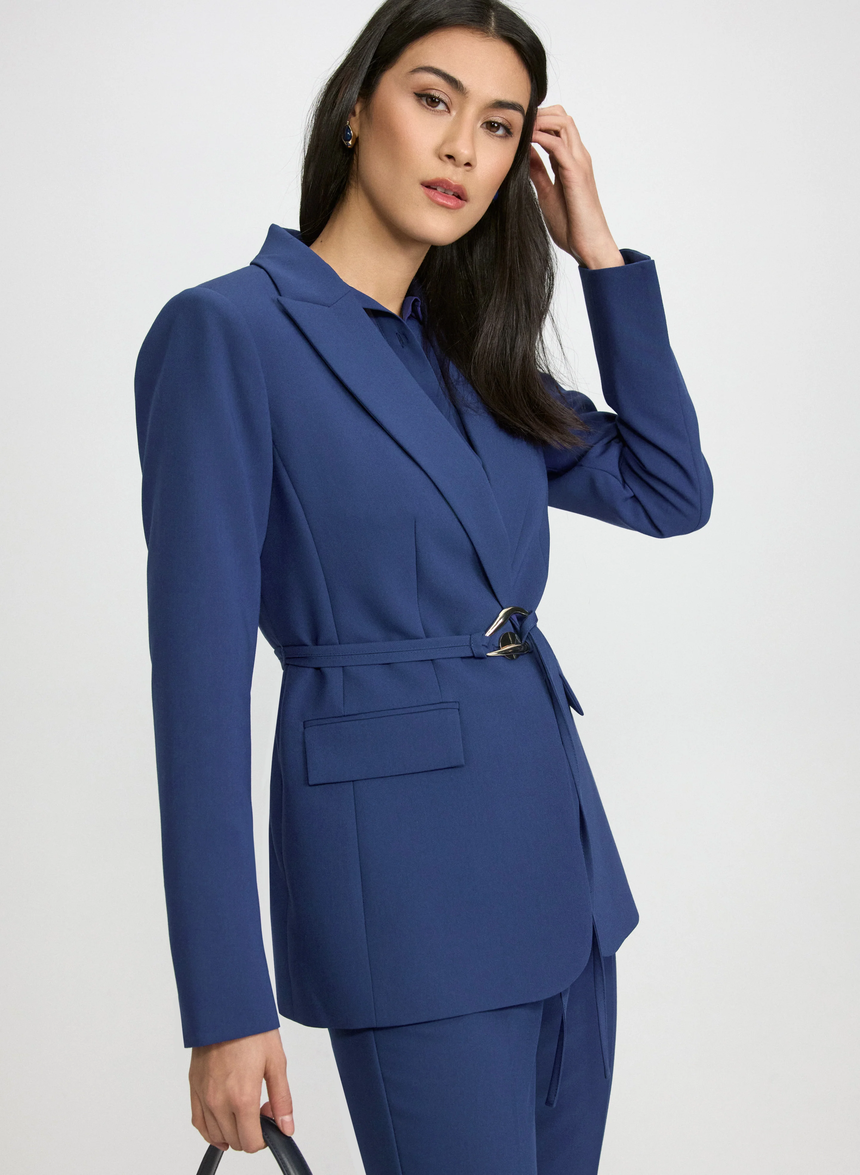 Belted Peaked Lapel Blazer - Image 2