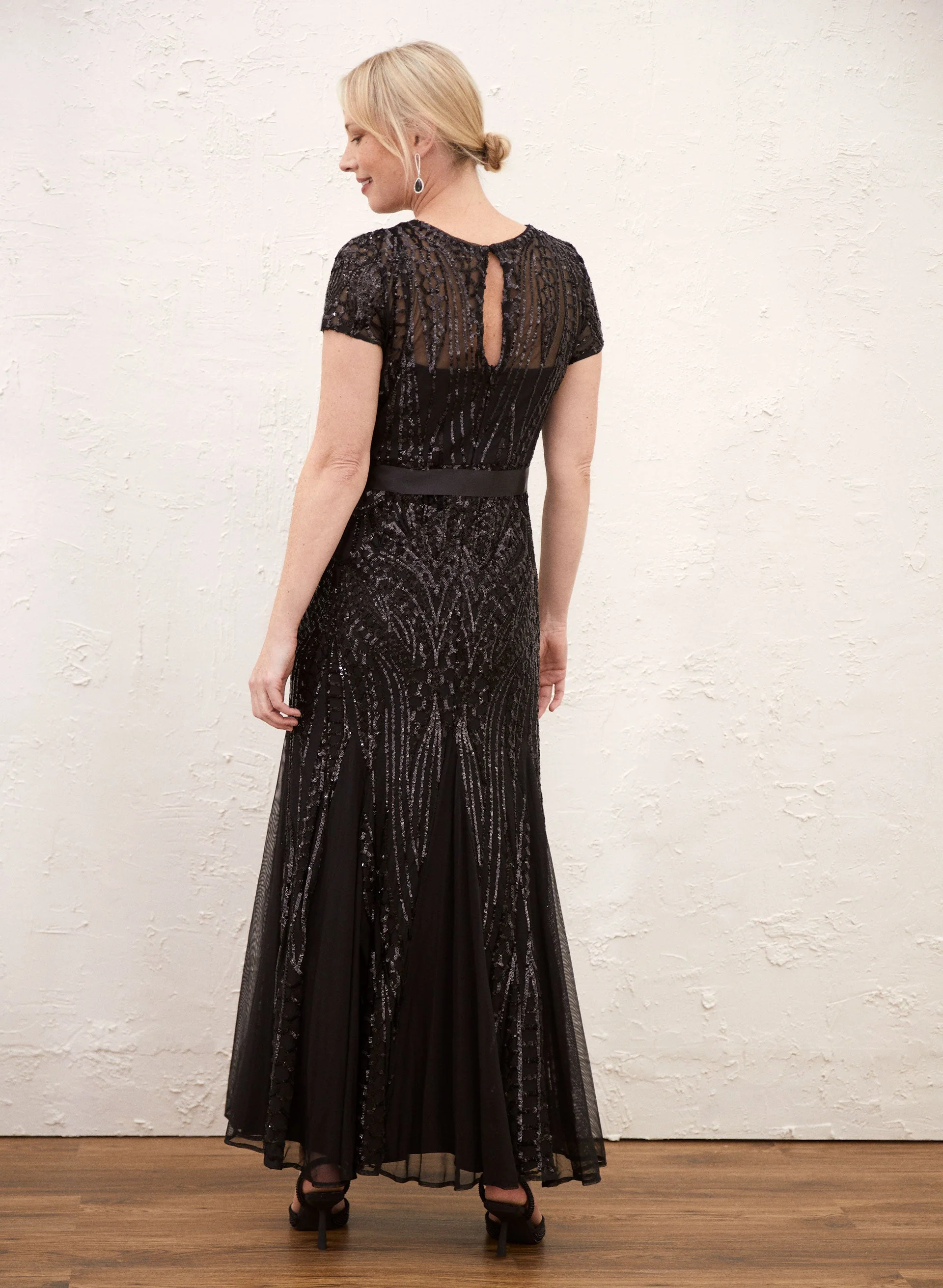 Belted Sequin Mesh Dress - Image 2