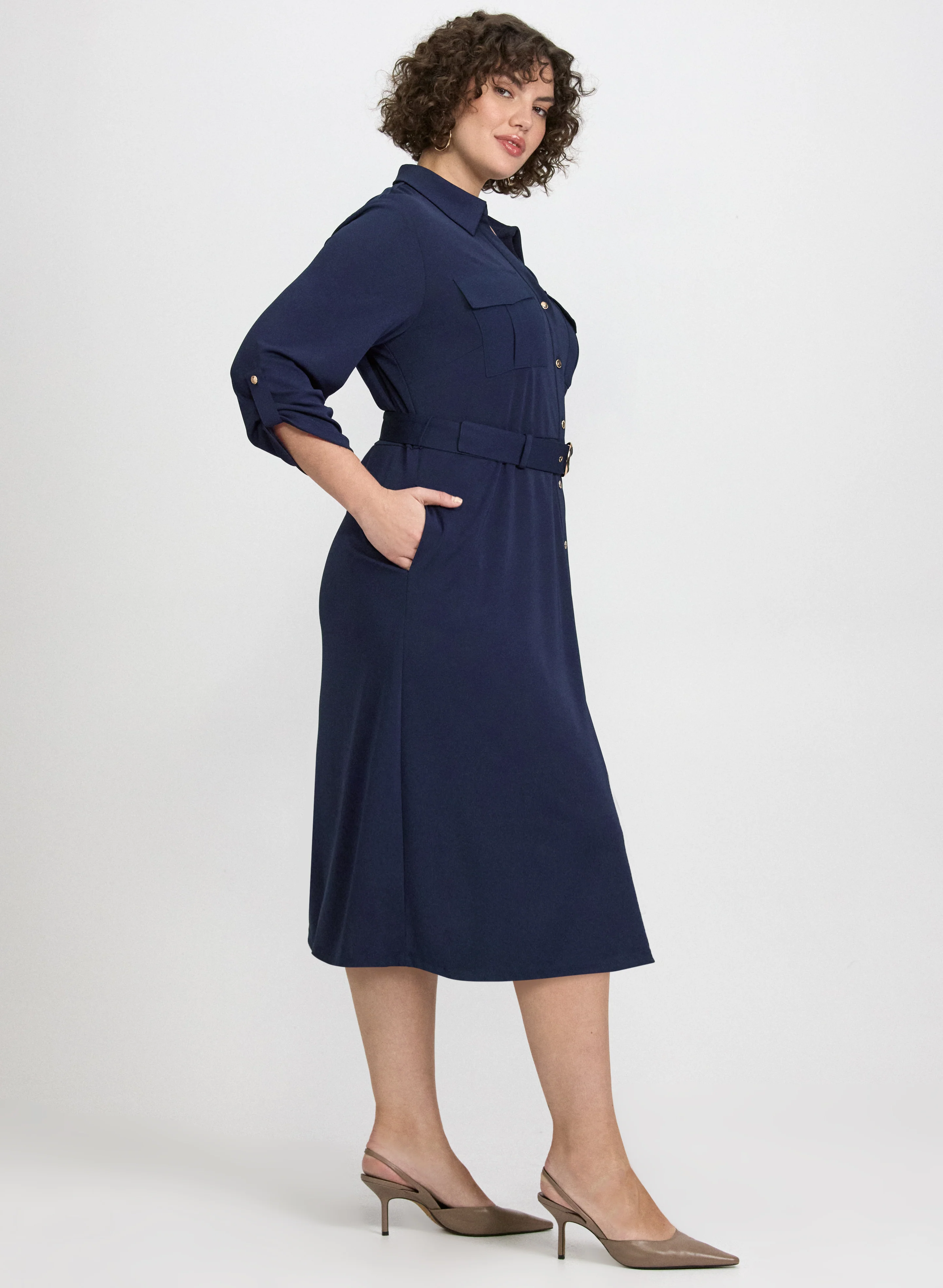 Belted Shirt Dress - Image 2