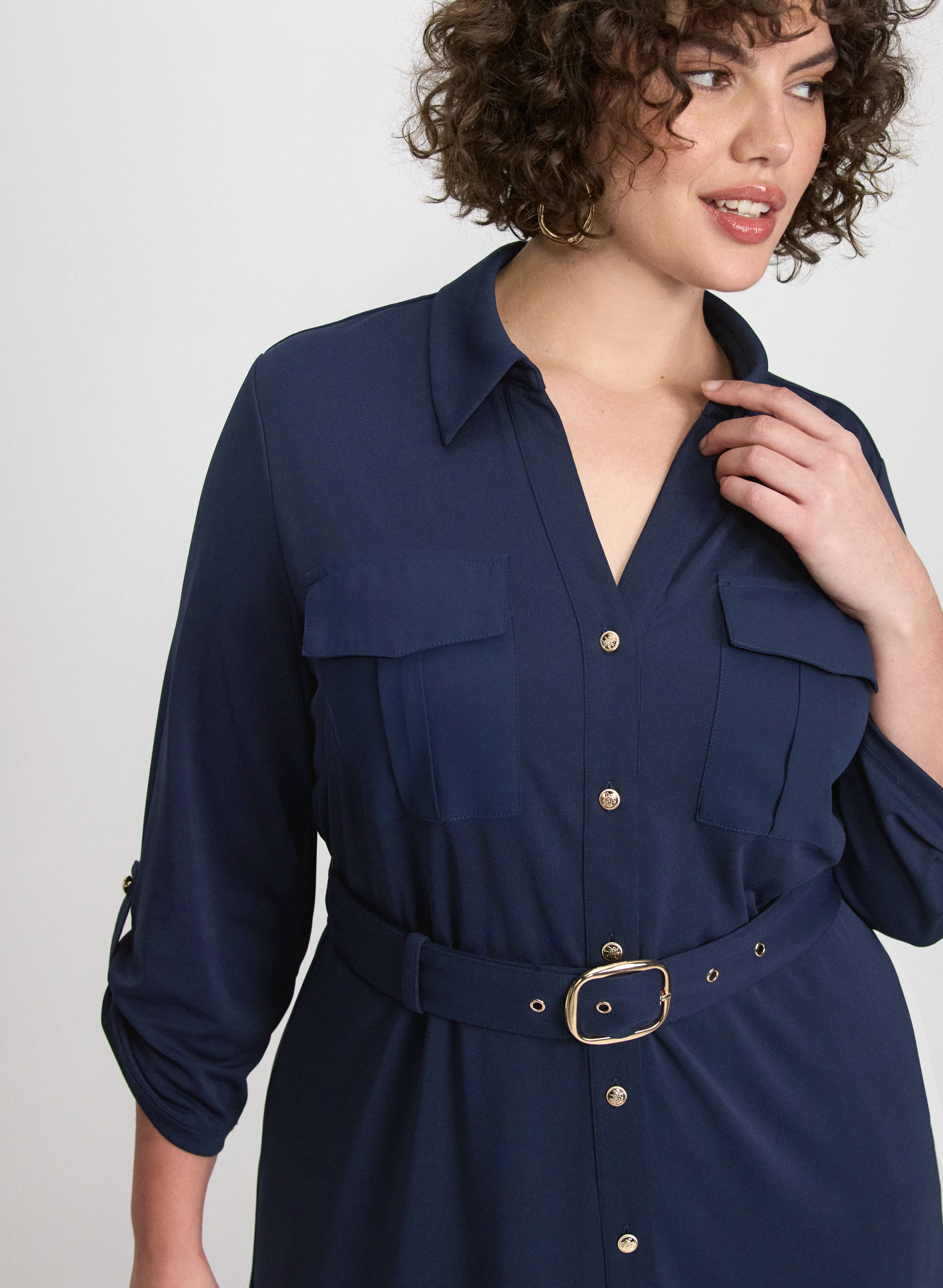 Belted Shirt Dress - Image 4