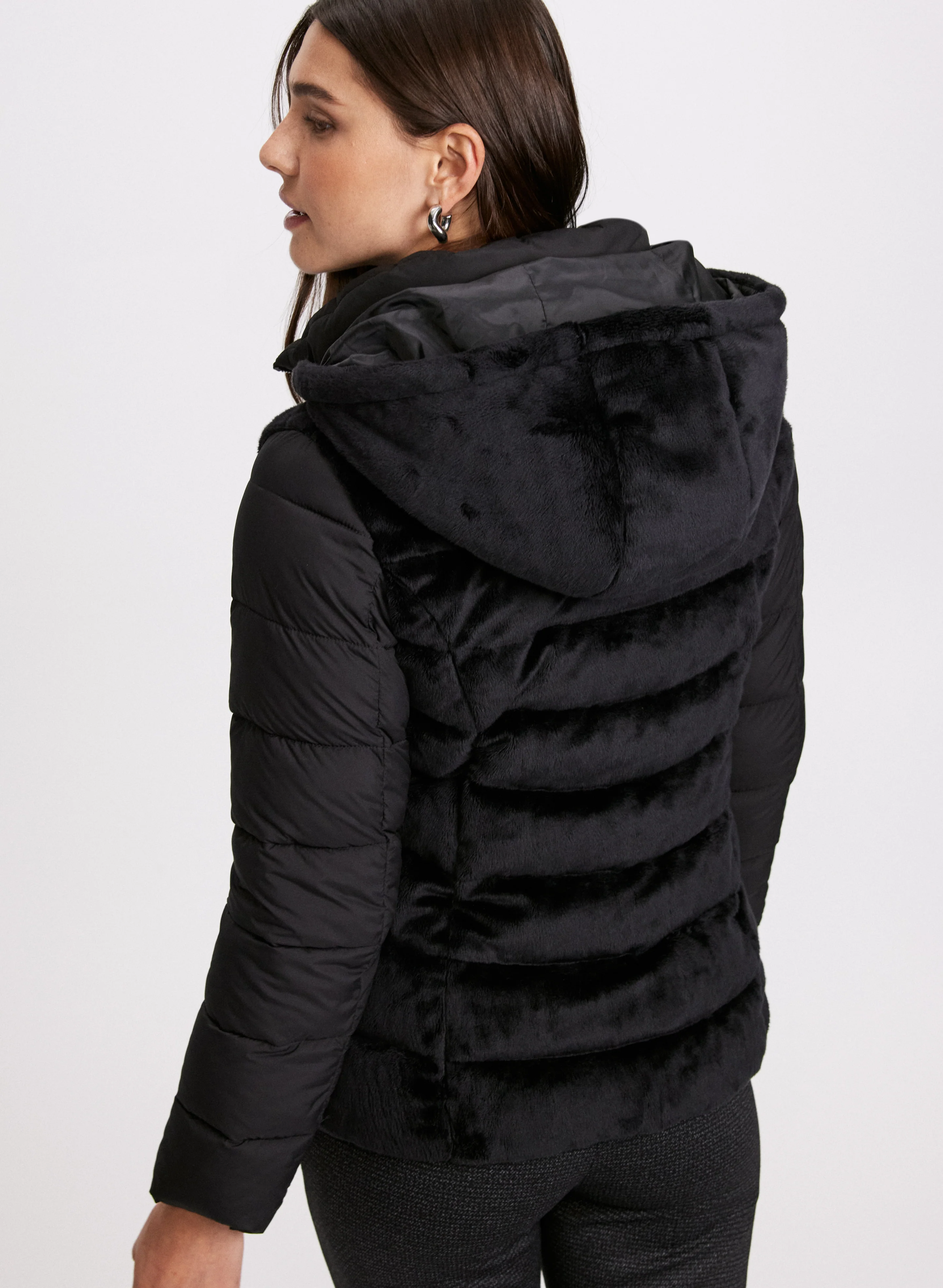 Bernardo - Mixed Plush Puffer Jacket - Image 3