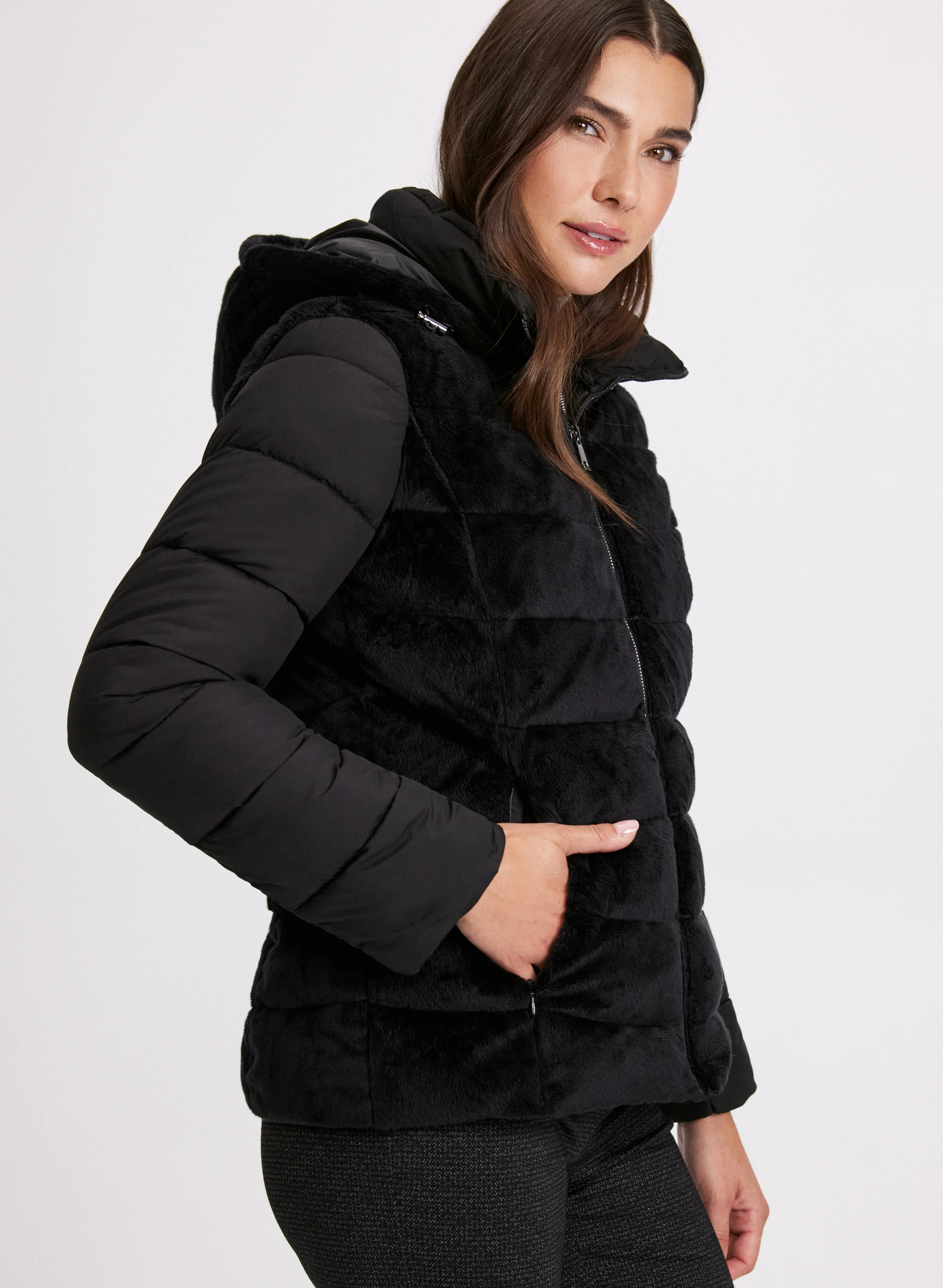 Bernardo - Mixed Plush Puffer Jacket - Image 5