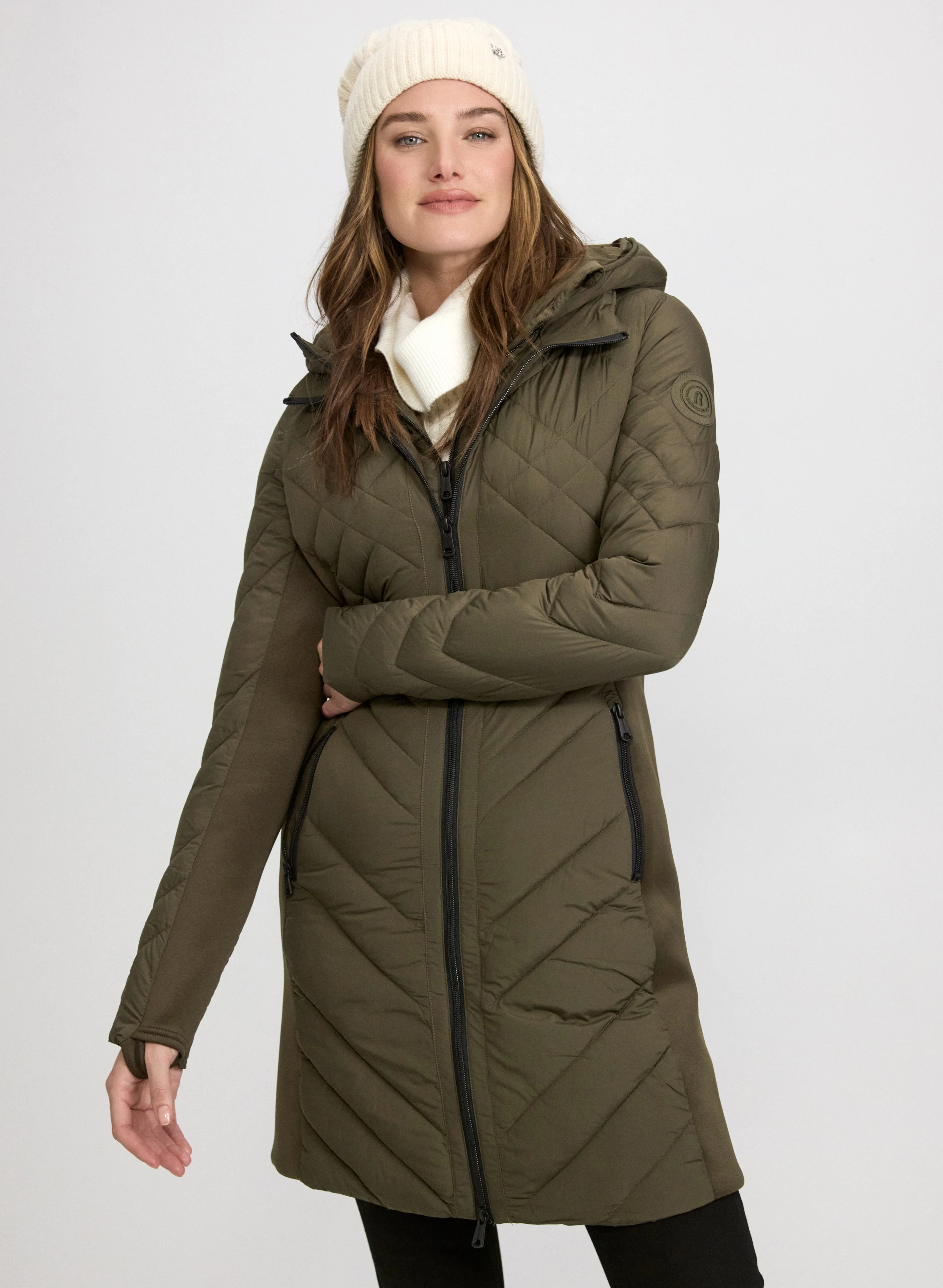 Bernardo - Quilted Scuba Detail Coat