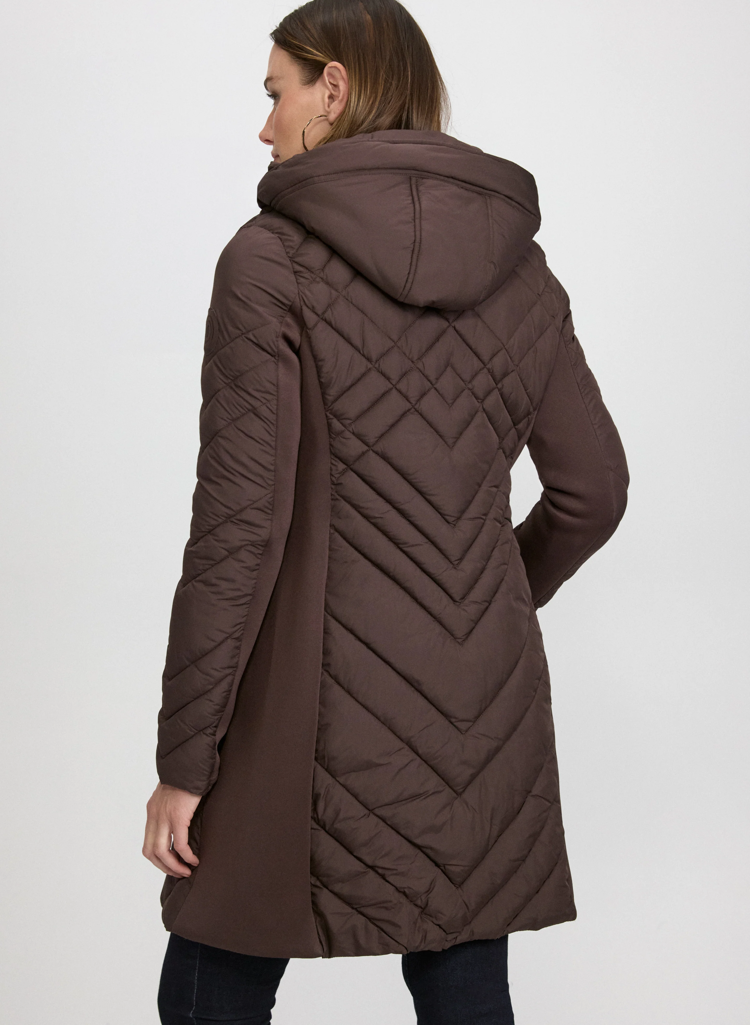Bernardo - Quilted Scuba Detail Coat - Image 3