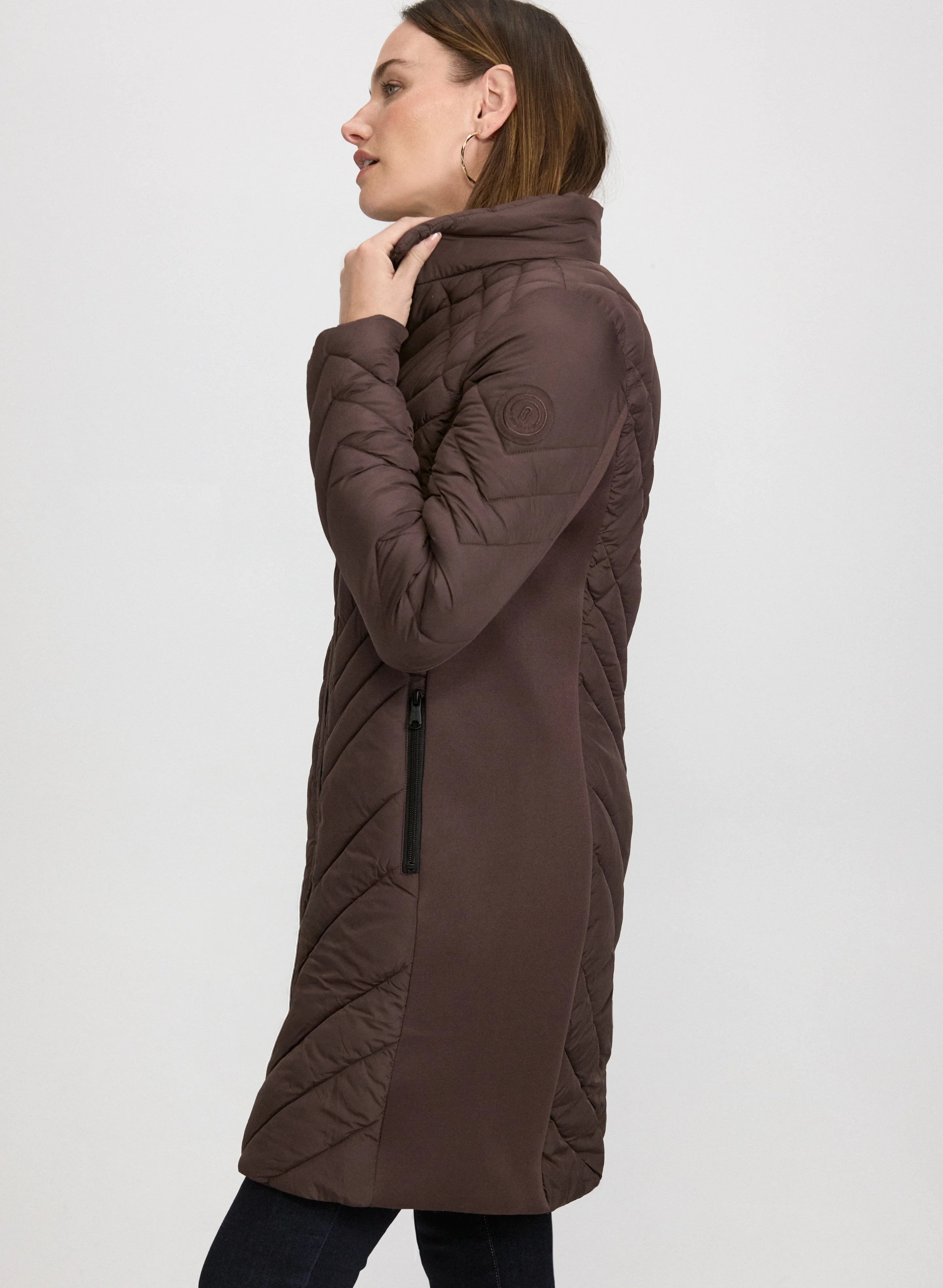 Bernardo - Quilted Scuba Detail Coat - Image 4