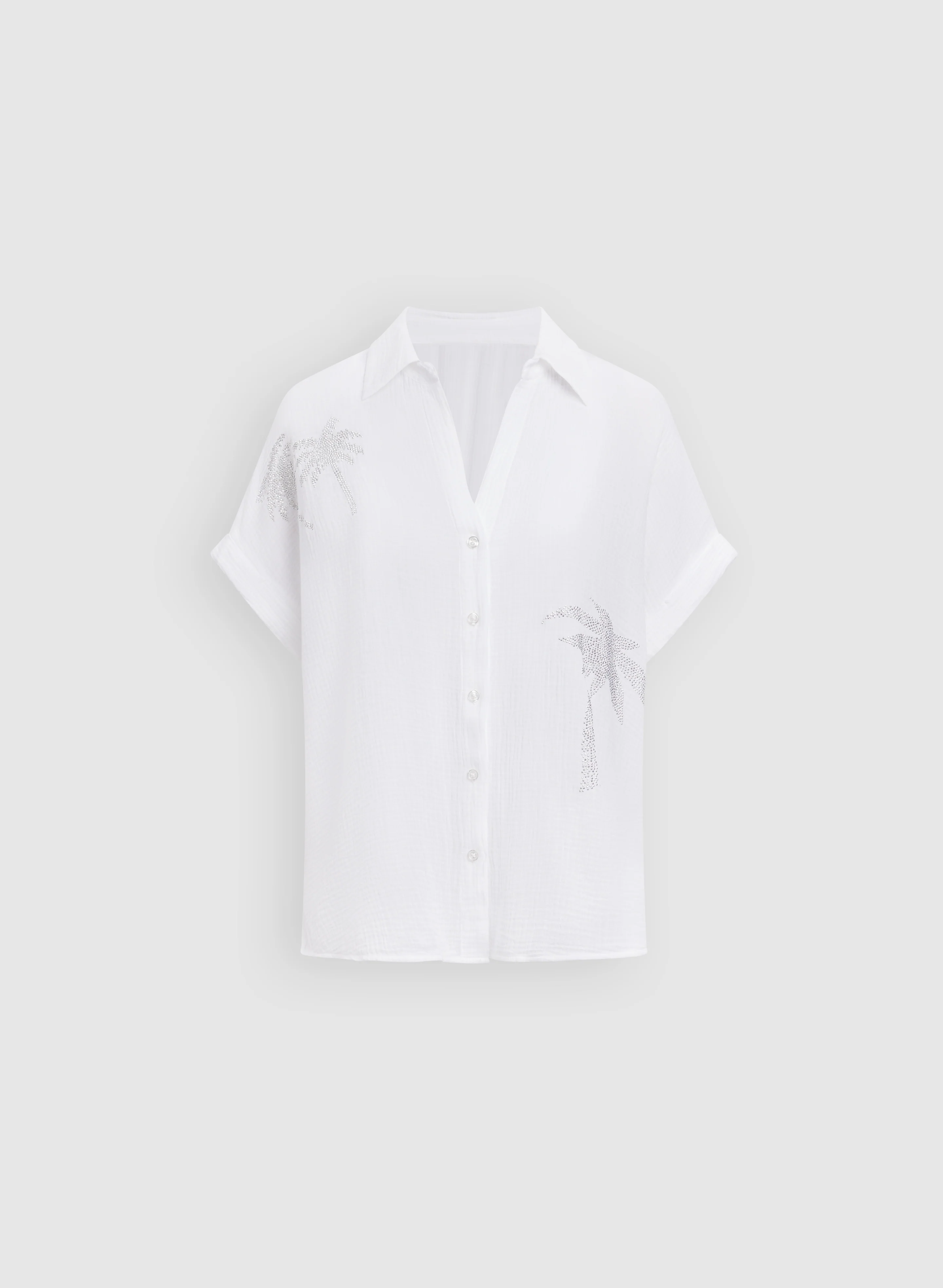 Rhinestone Palm Print Blouse - Image 5