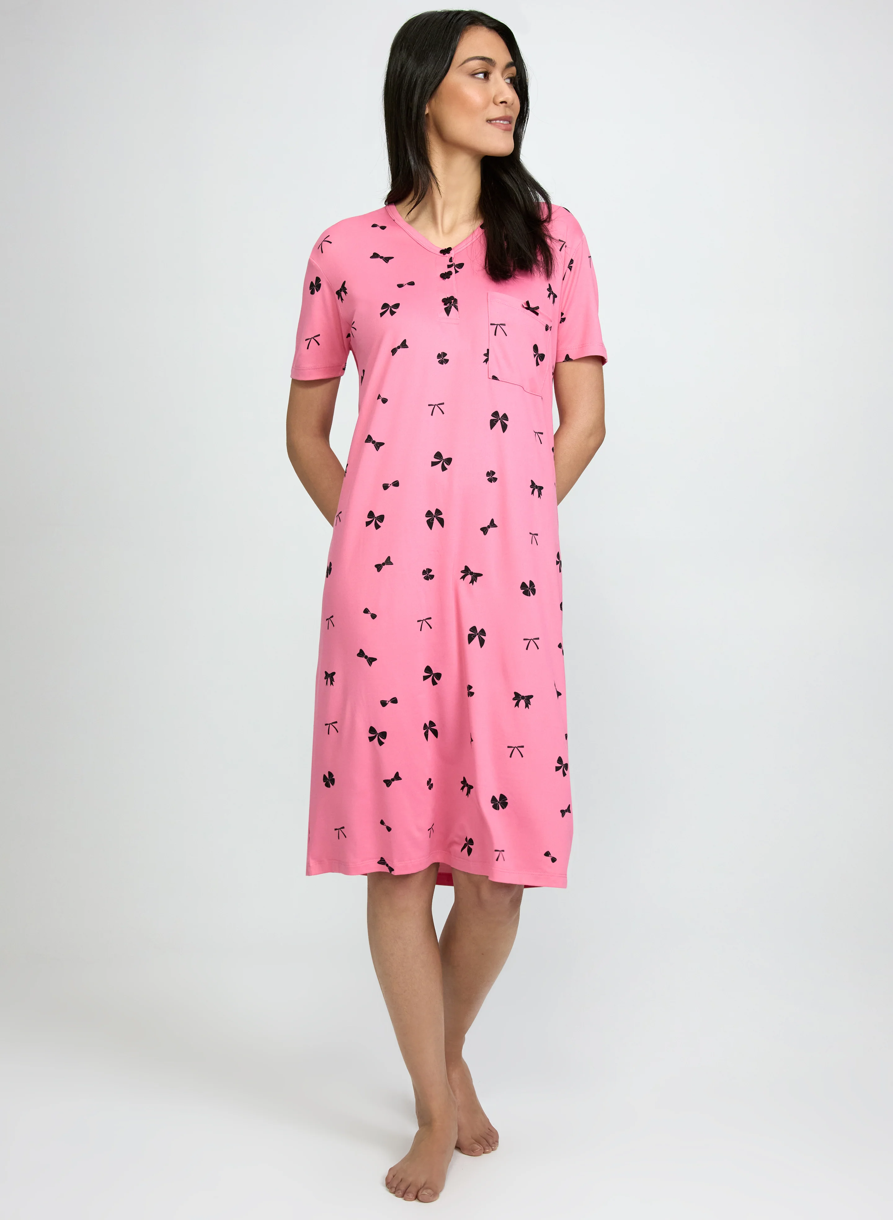 Bow Print Jersey Nightgown