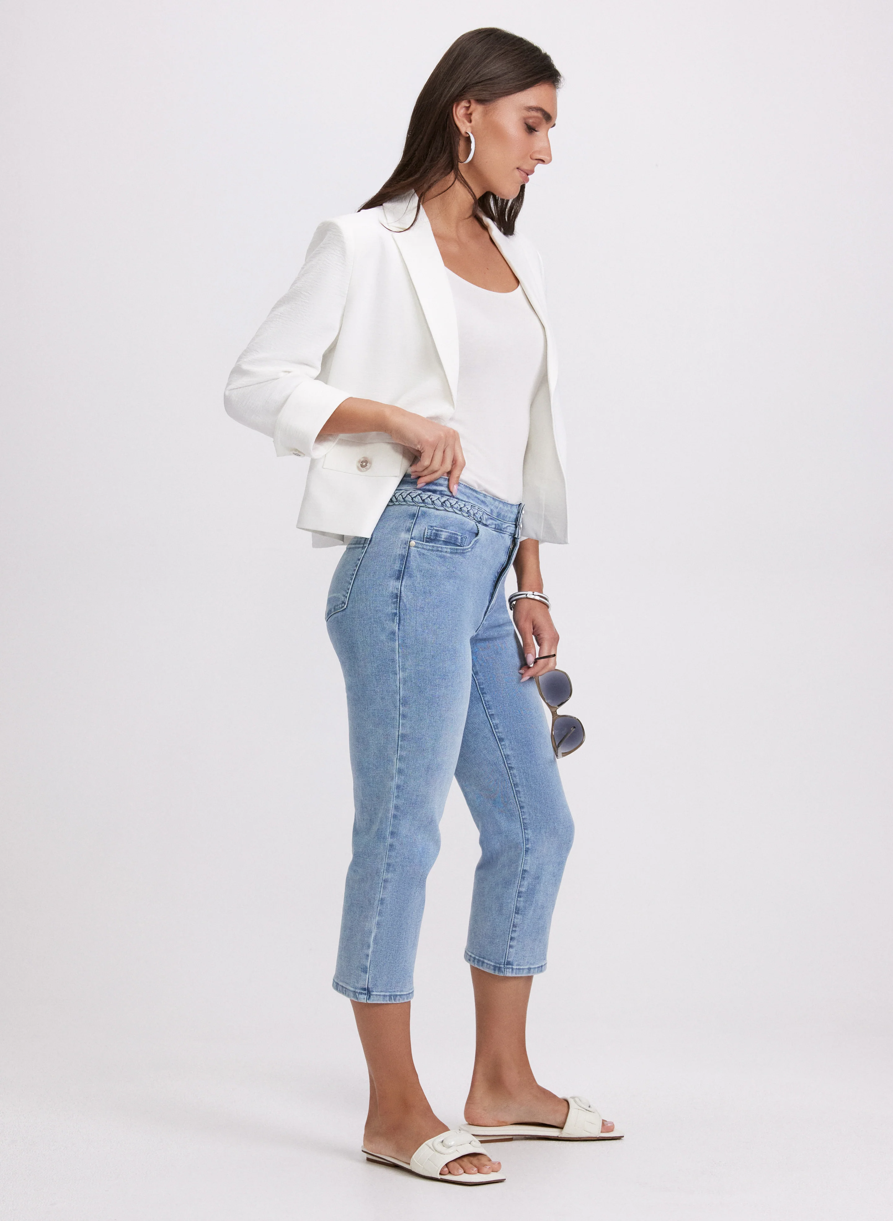 Braided Trim Denim Capris - Image 3