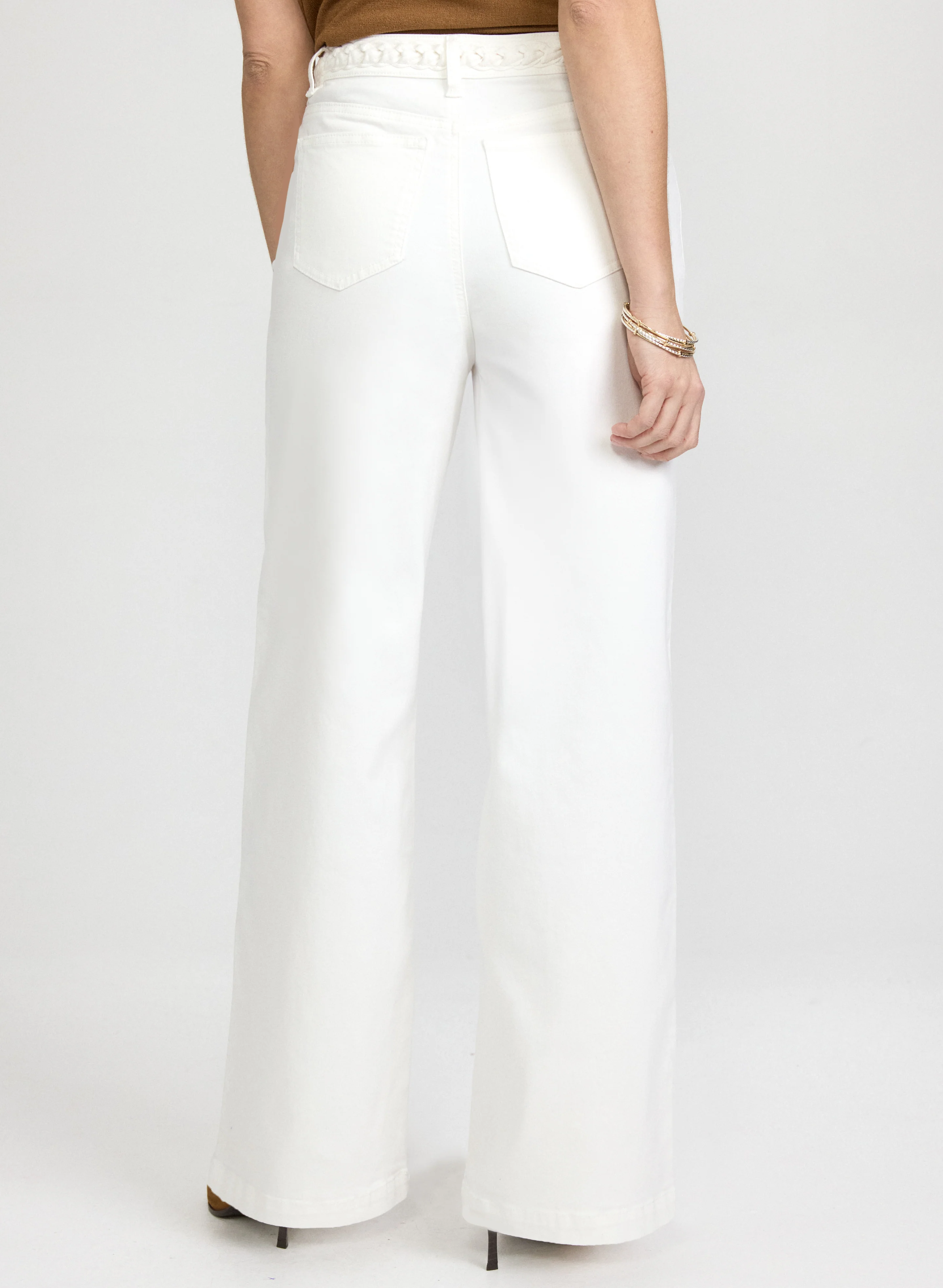 Braided Waist Trim Wide-Leg Jeans - Image 4