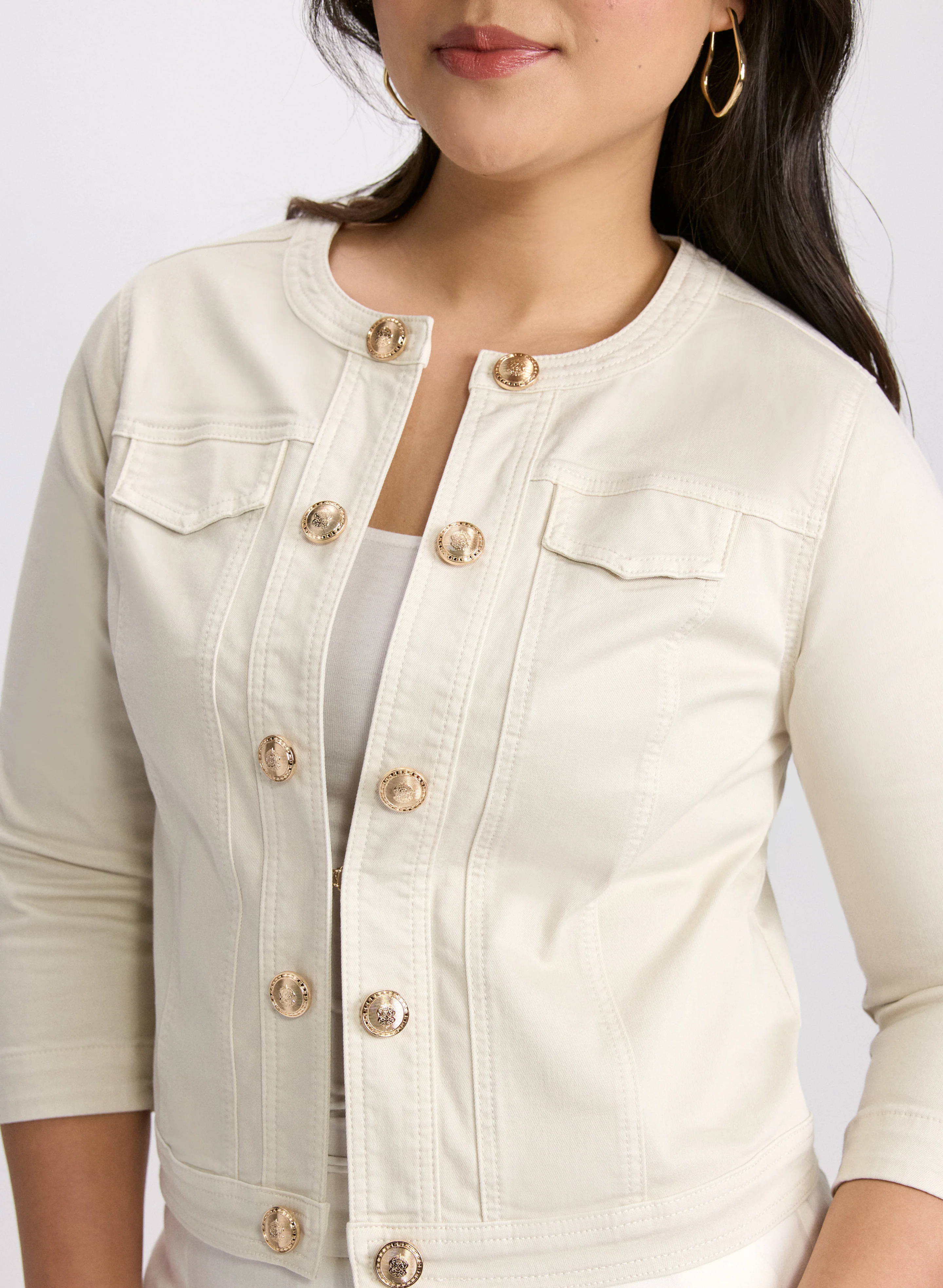 Button Detail Denim Jacket - Image 5
