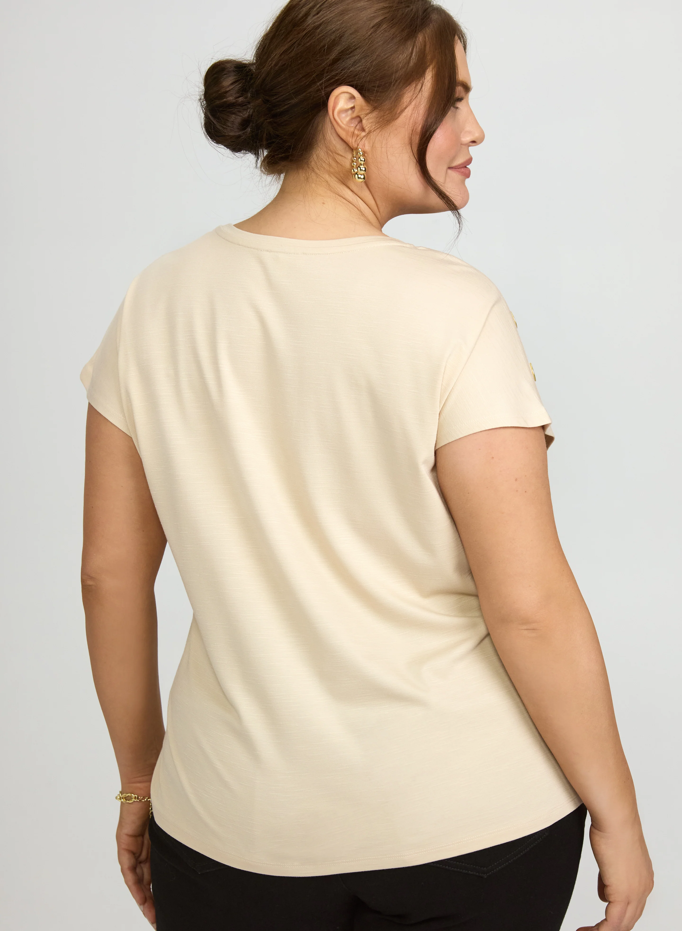 Button Detail T-Shirt - Image 4