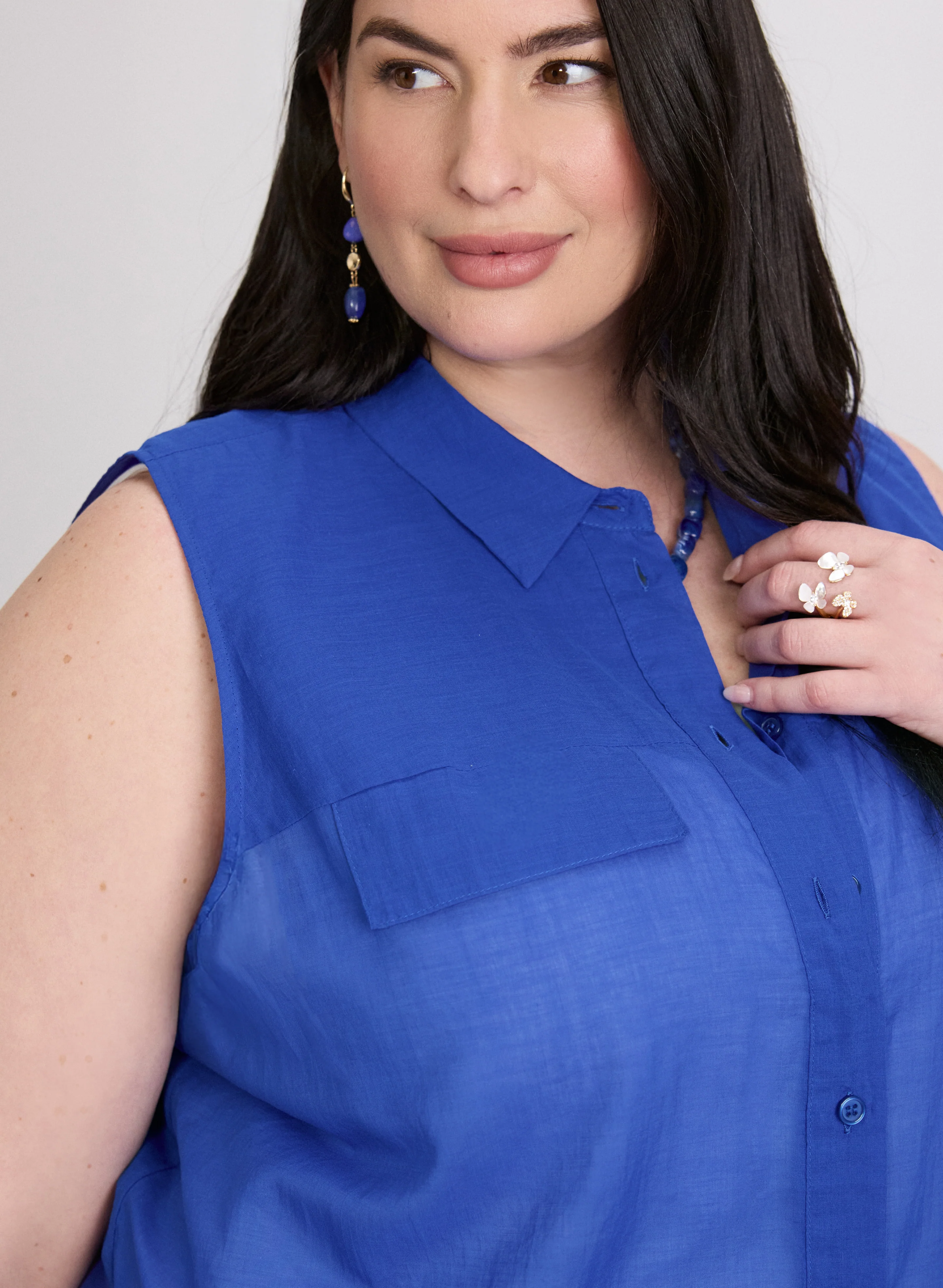Button-Down Cotton Voile Blouse - Image 7