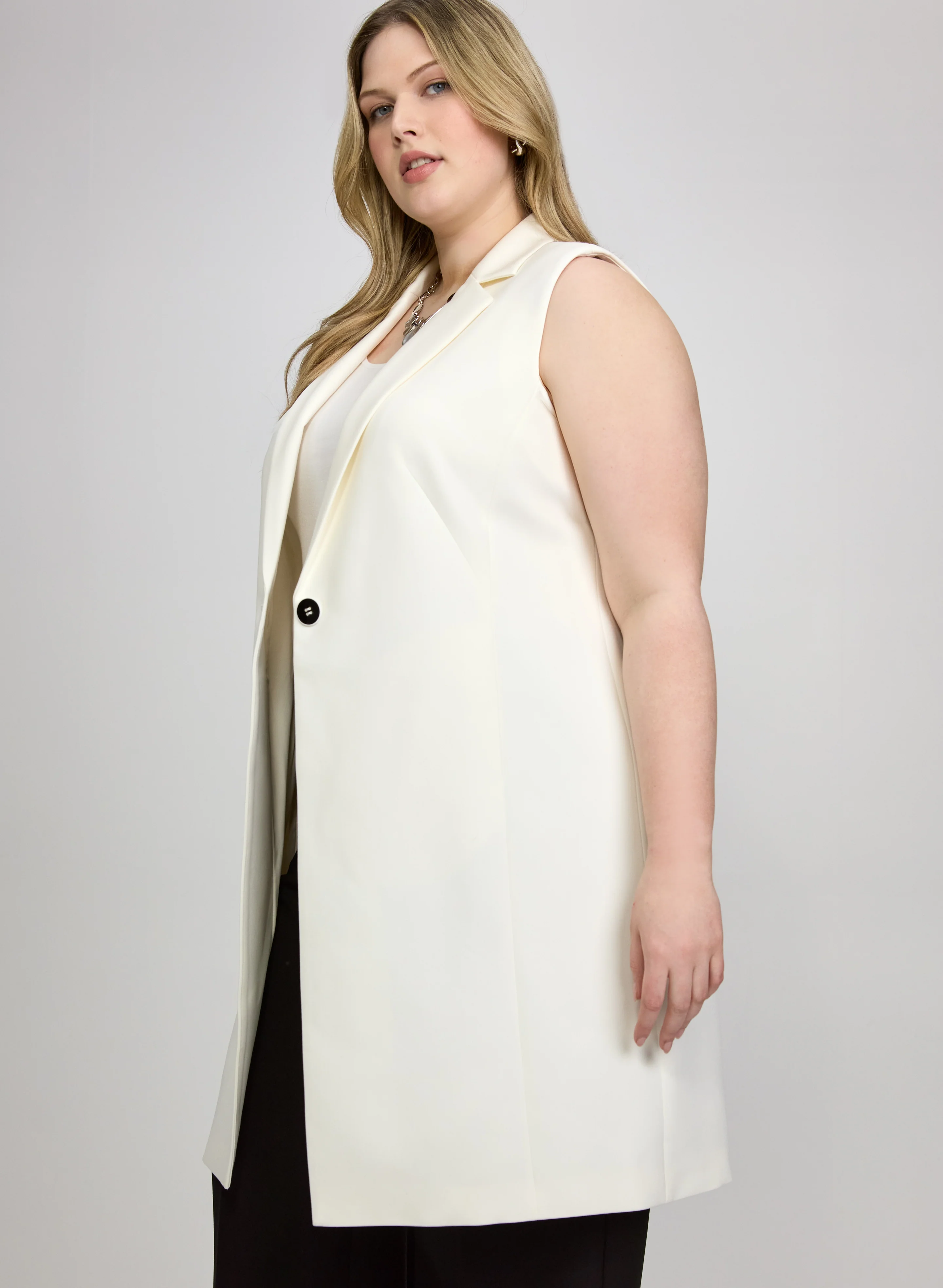 Button-Front Longline Vest - Image 3