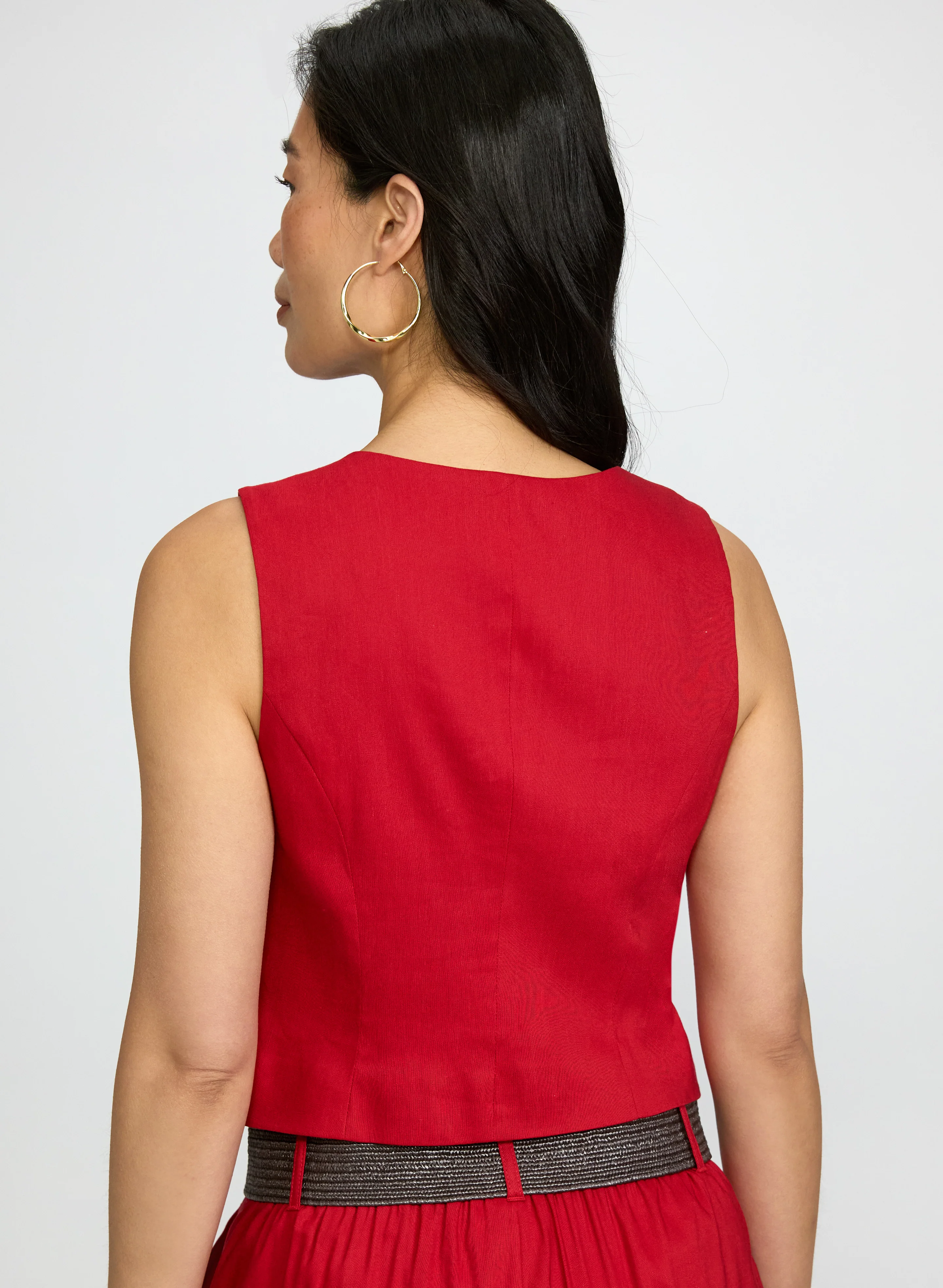 Button Linen-Blend Vest - Image 5
