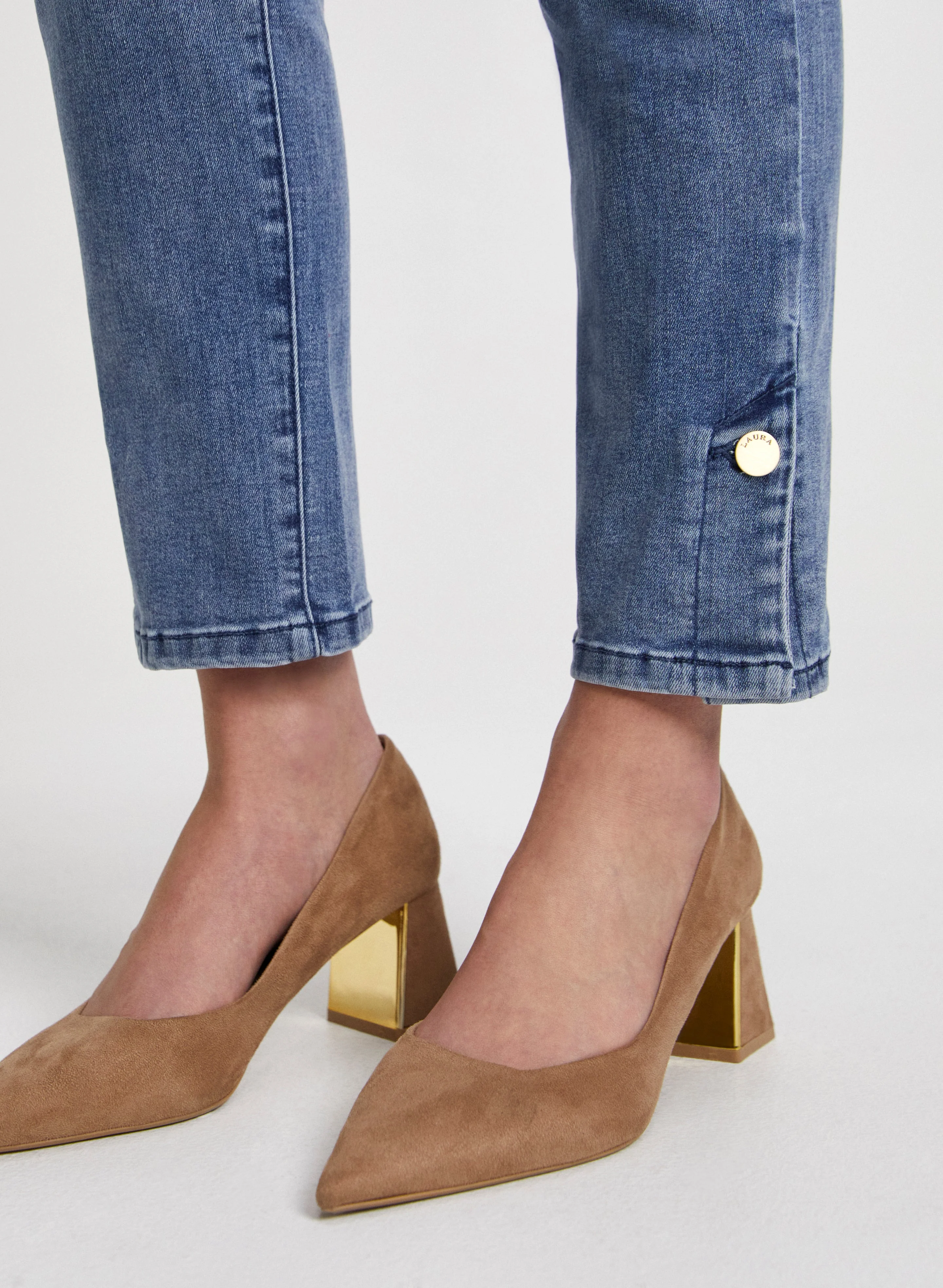 Button Hem Straight Leg Jeans - Image 4