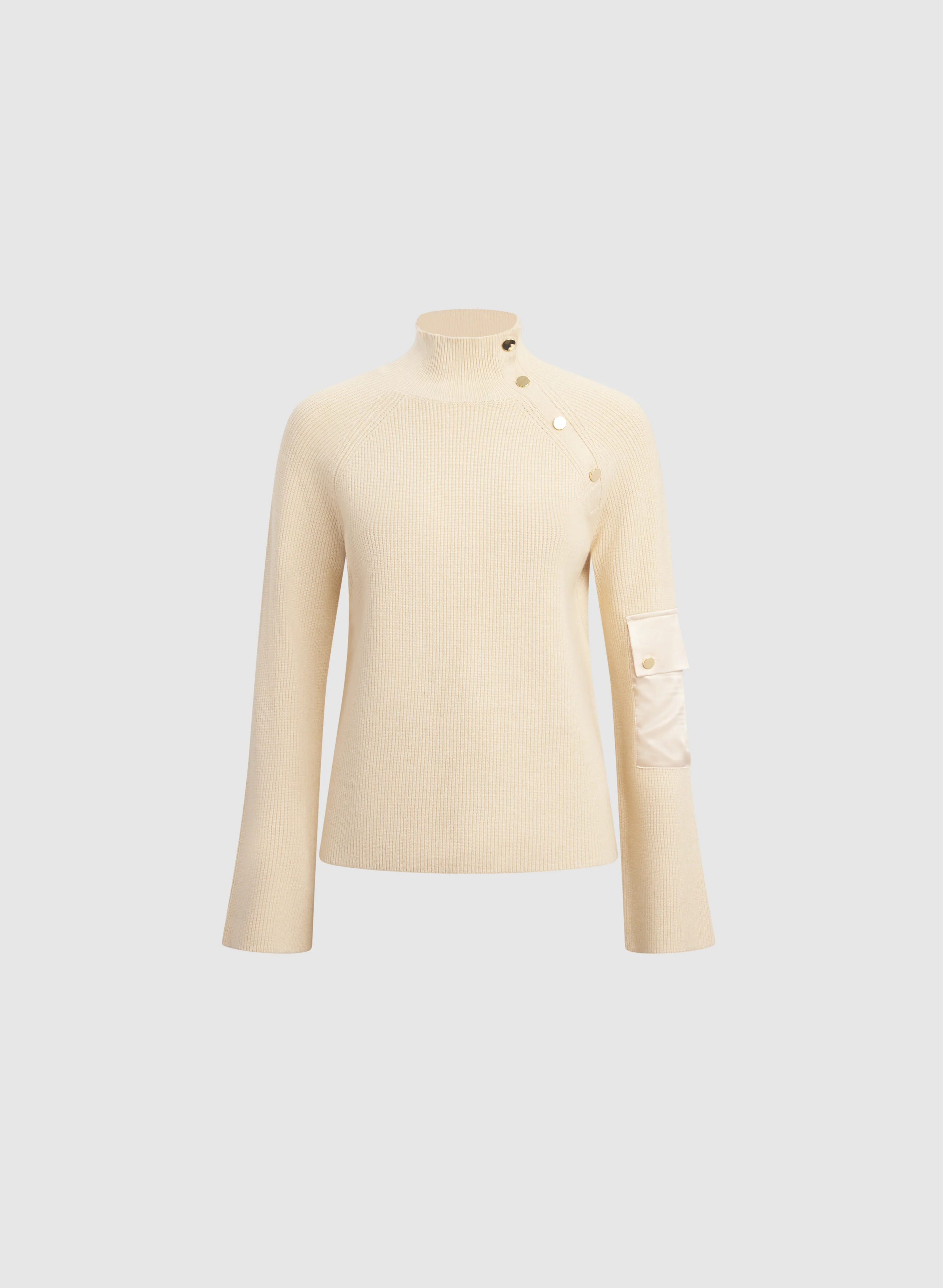 Buttoned Mock Neck Sweater - Image 7