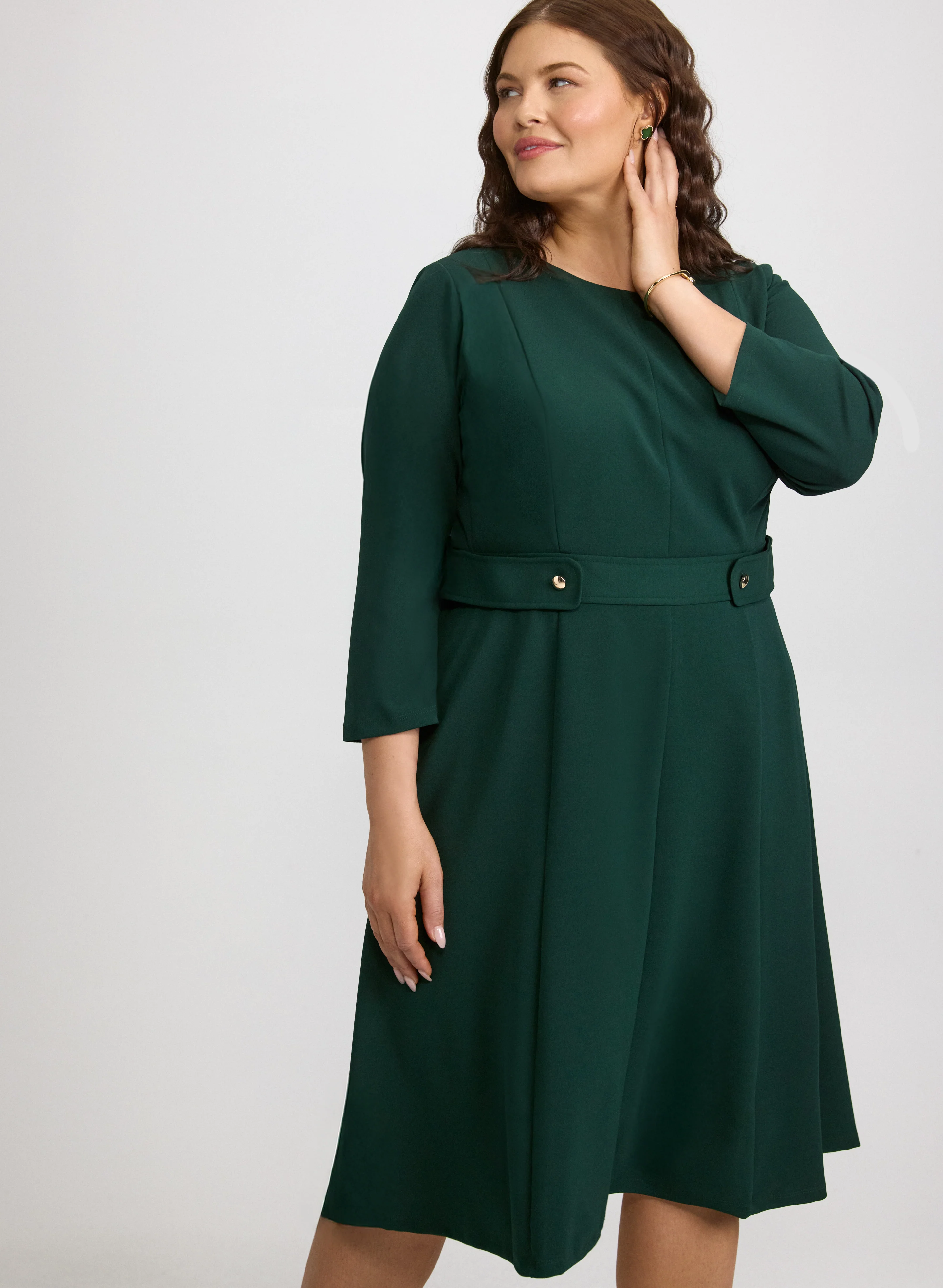 Buttoned-Tab Detail Dress - Image 3
