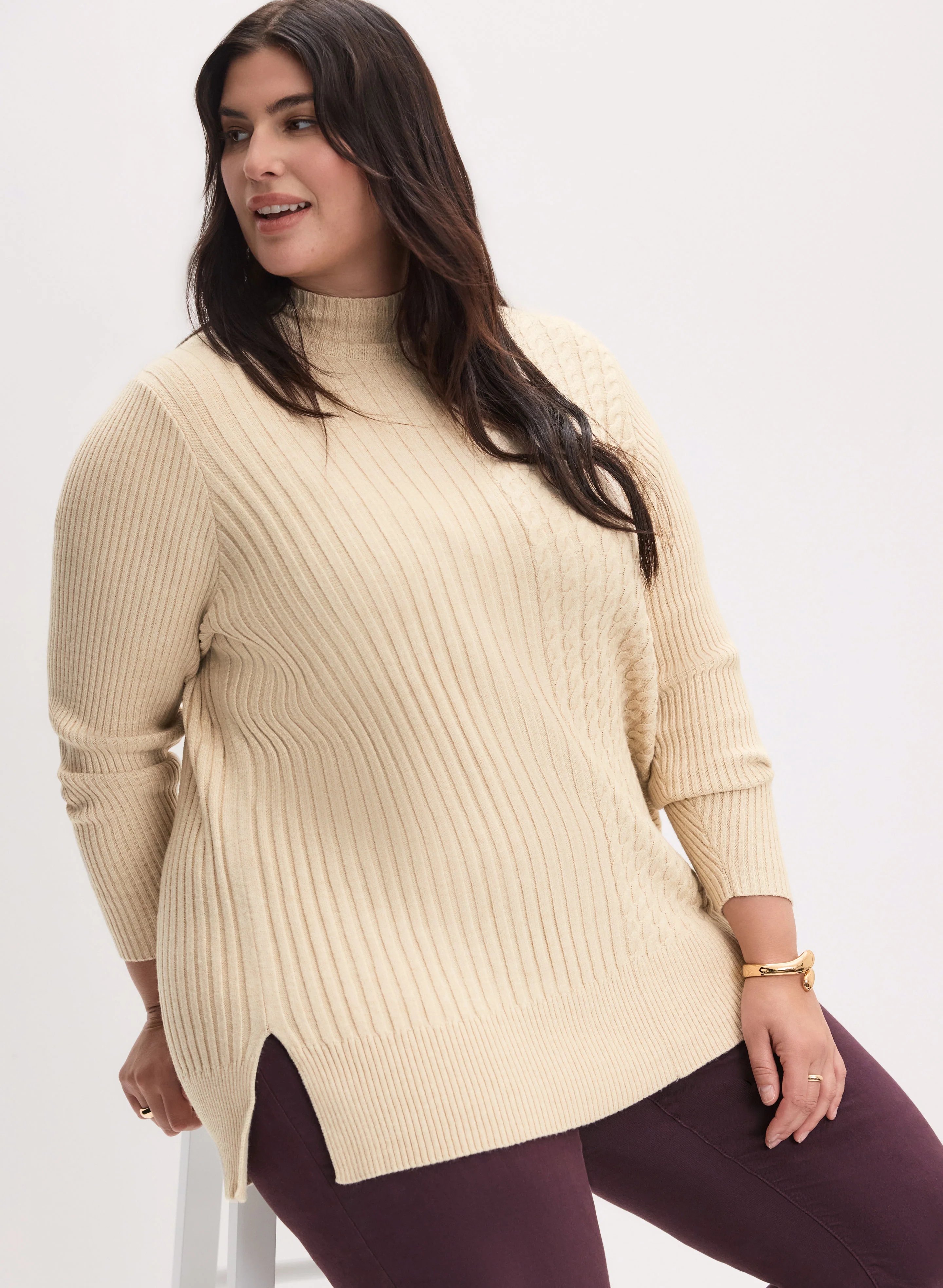 Cable & Rib Knit Sweater - Image 5