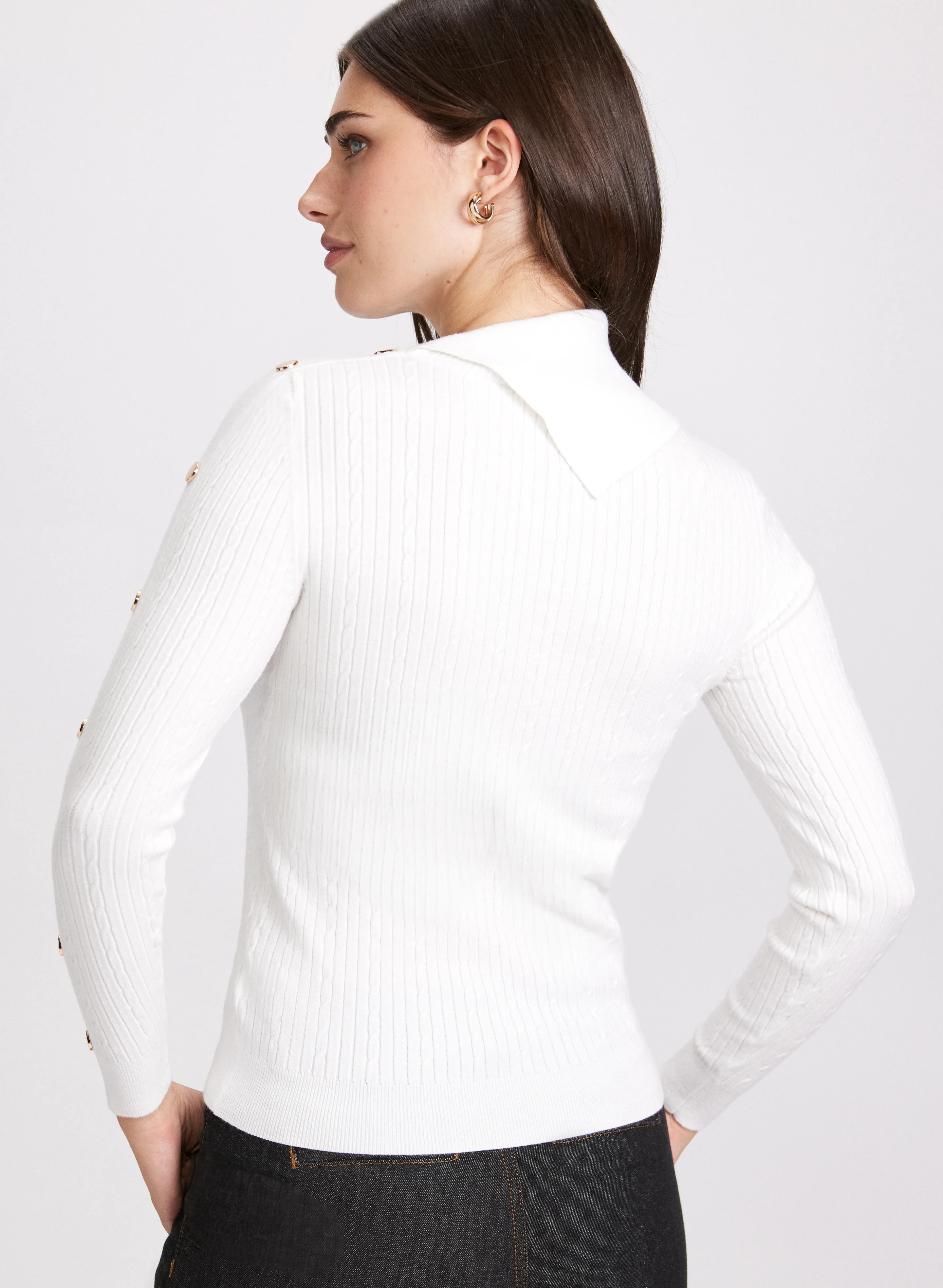 Cable Stitch Knit Sweater - Image 4