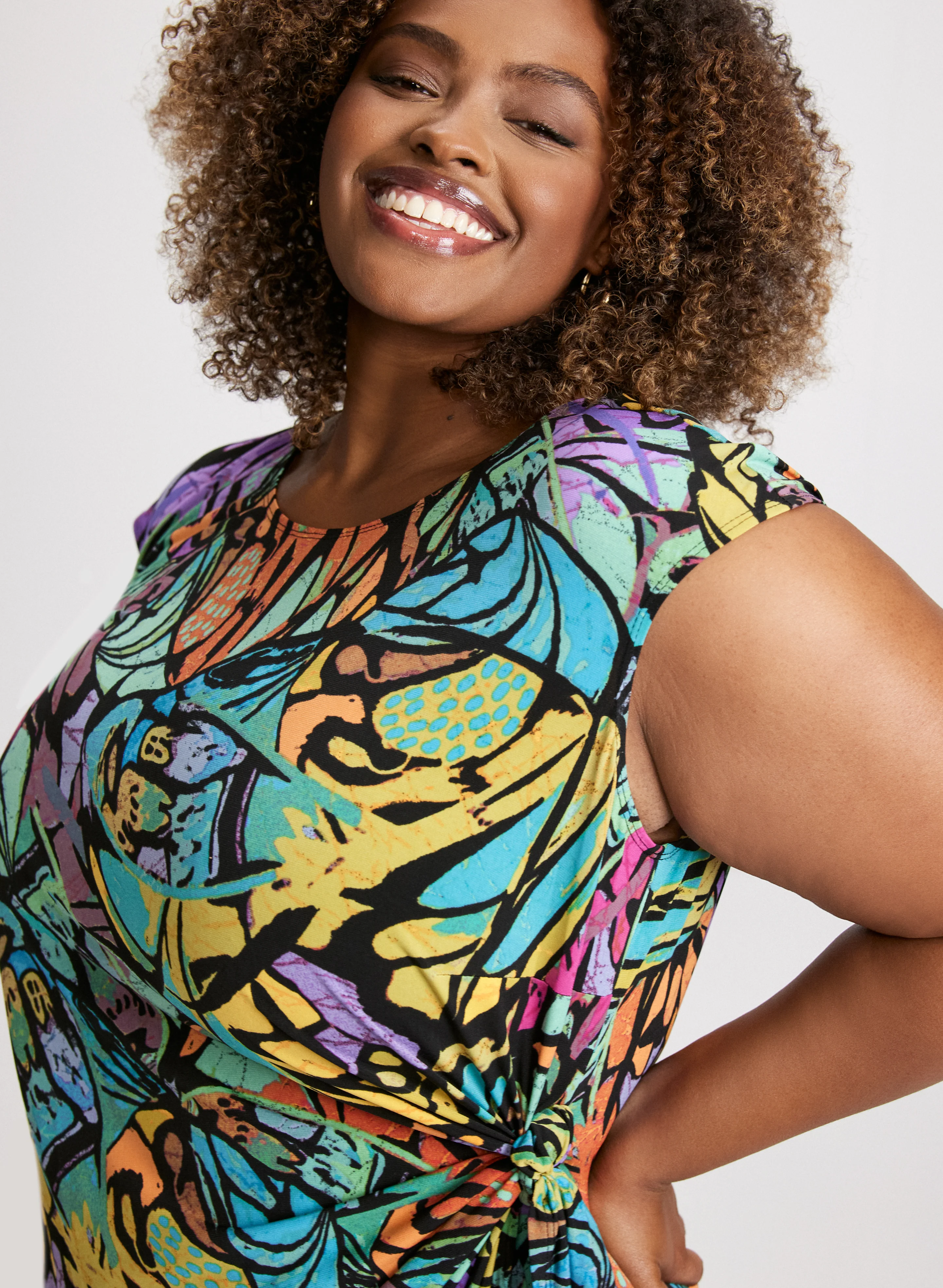 Abstract Print Wrap-Effect Dress - Image 5