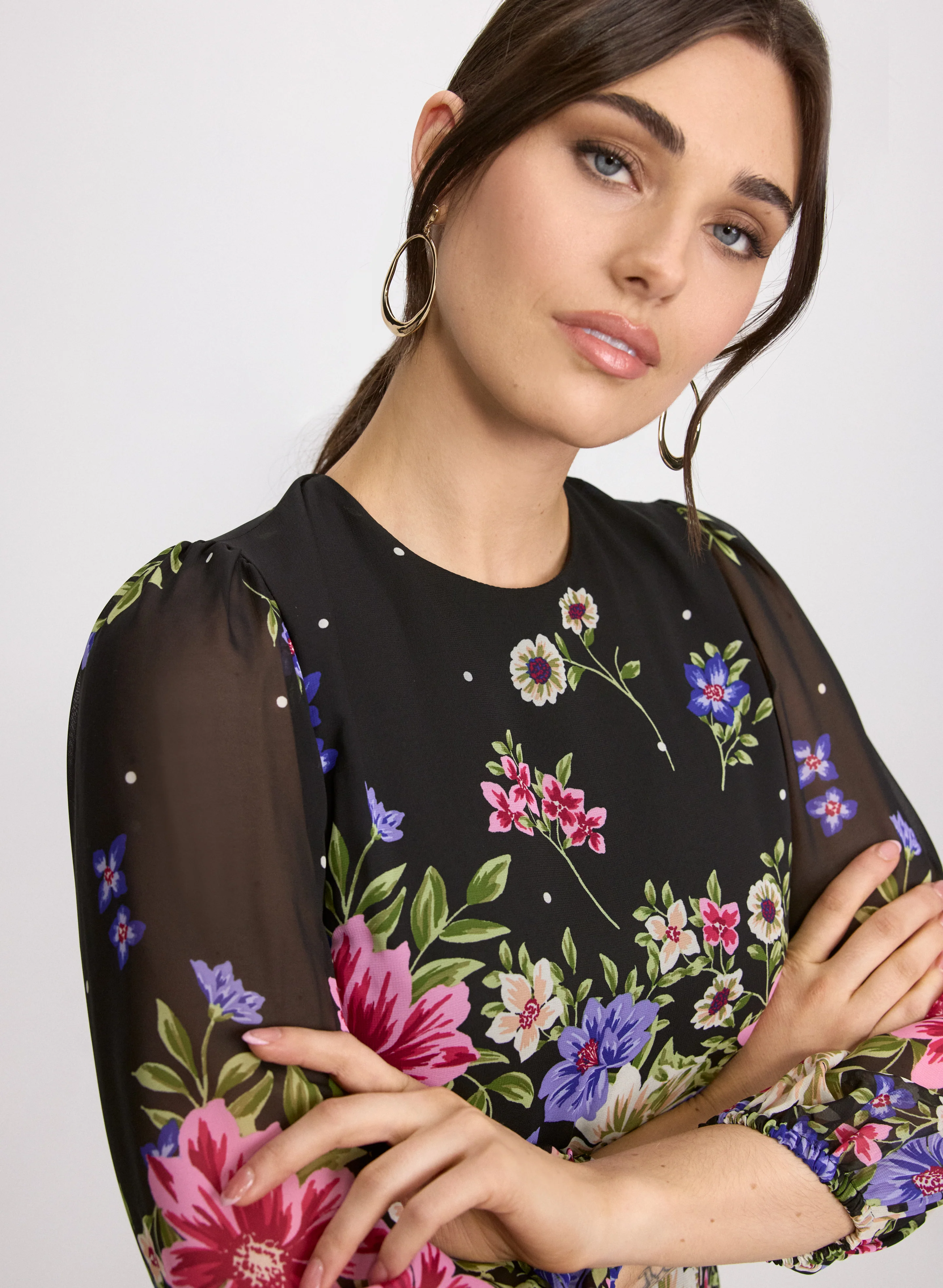 Cascade Floral Print Dress - Image 4