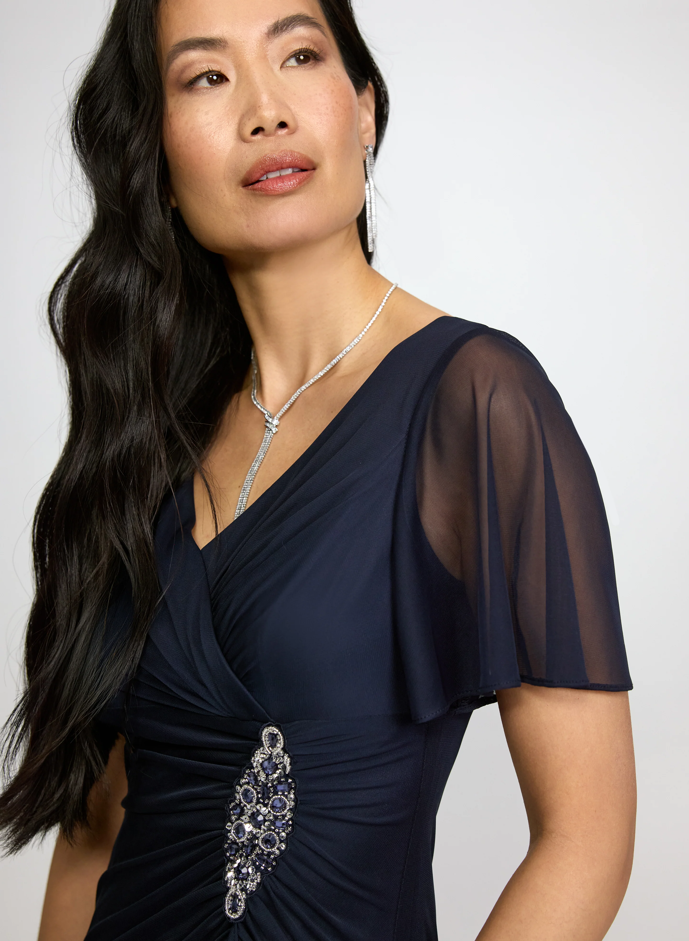 Cascading Brooch Embellished Dress - Image 3