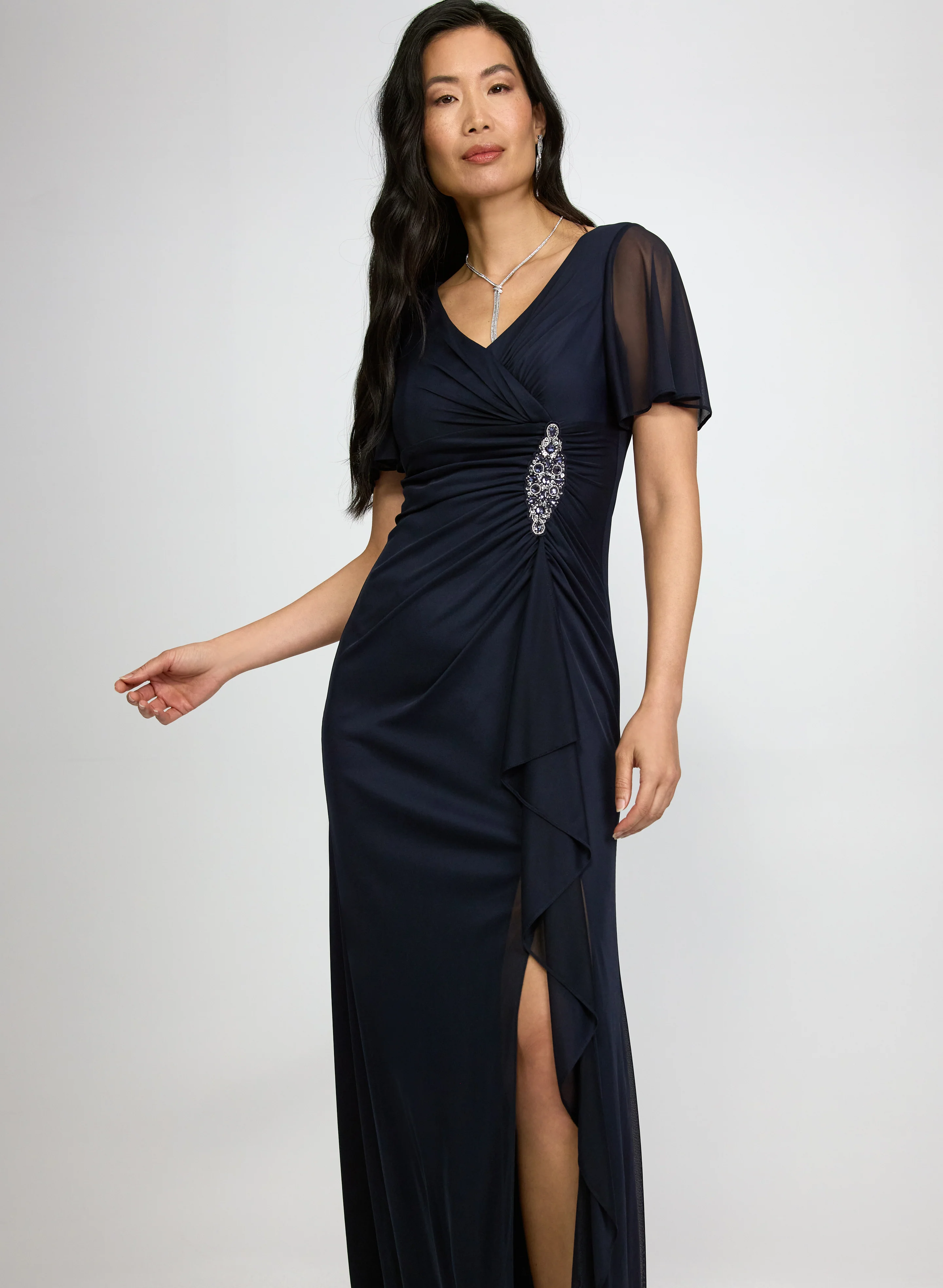 Cascading Brooch Embellished Dress - Image 7
