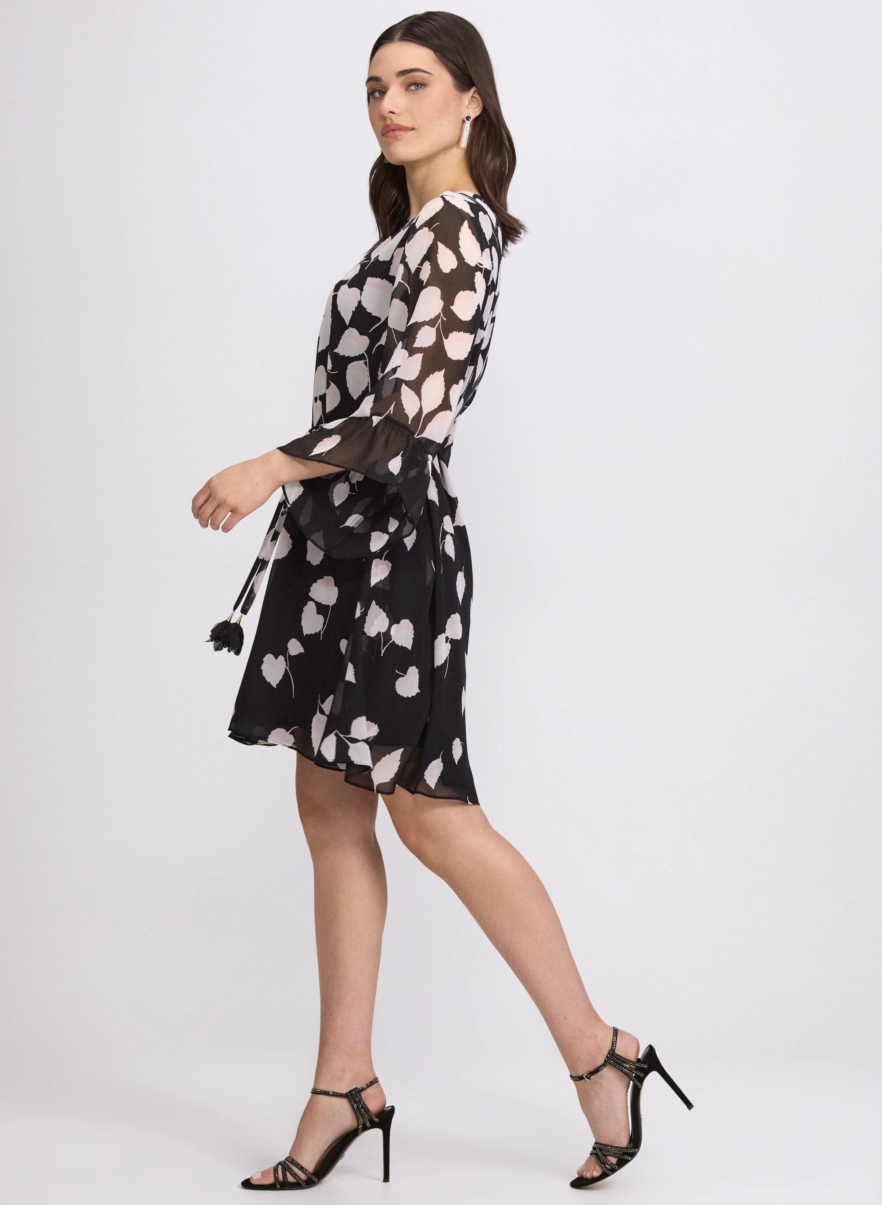Cascading Leaf Print Dress - Image 2