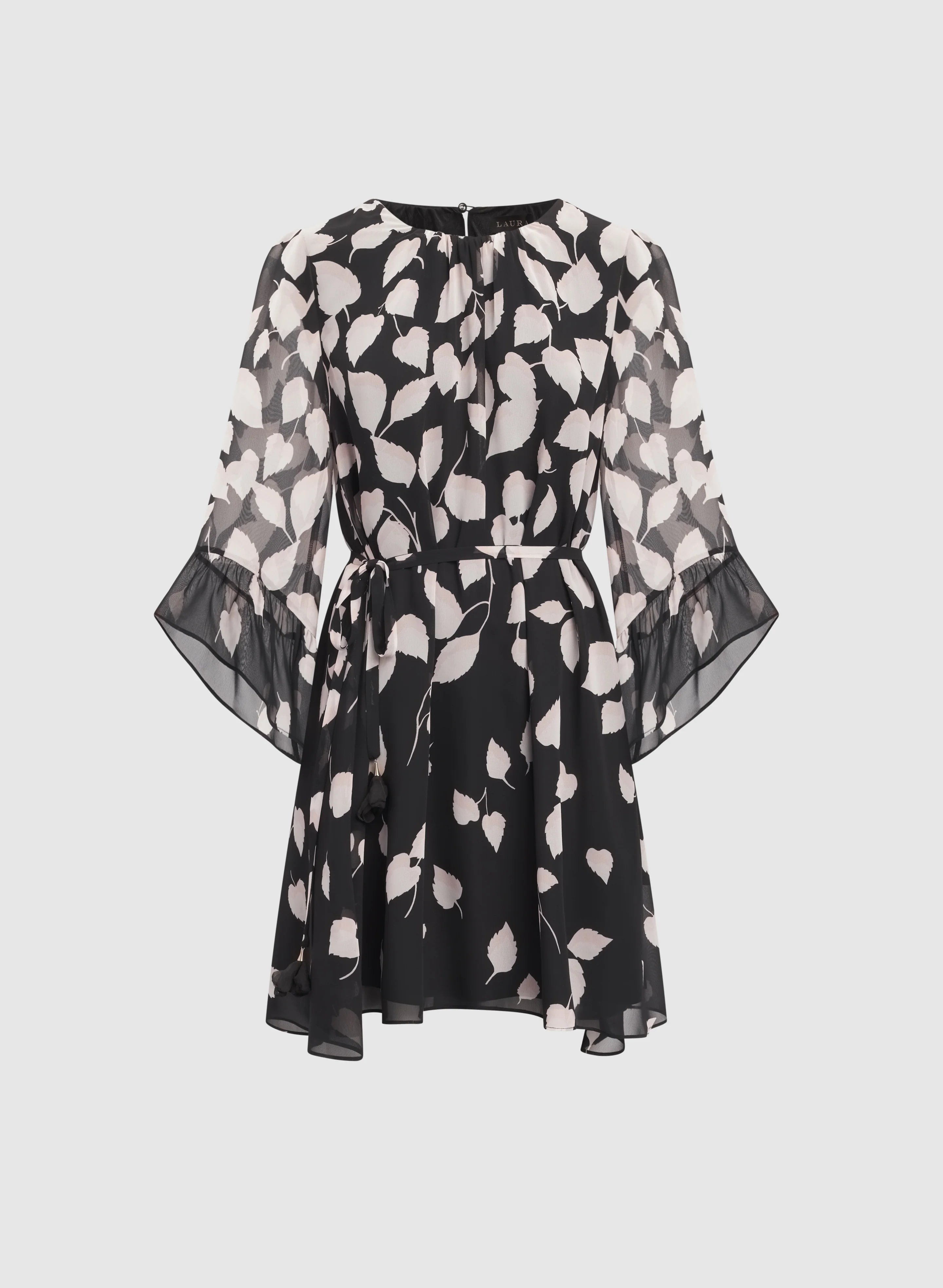 Cascading Leaf Print Dress - Image 5